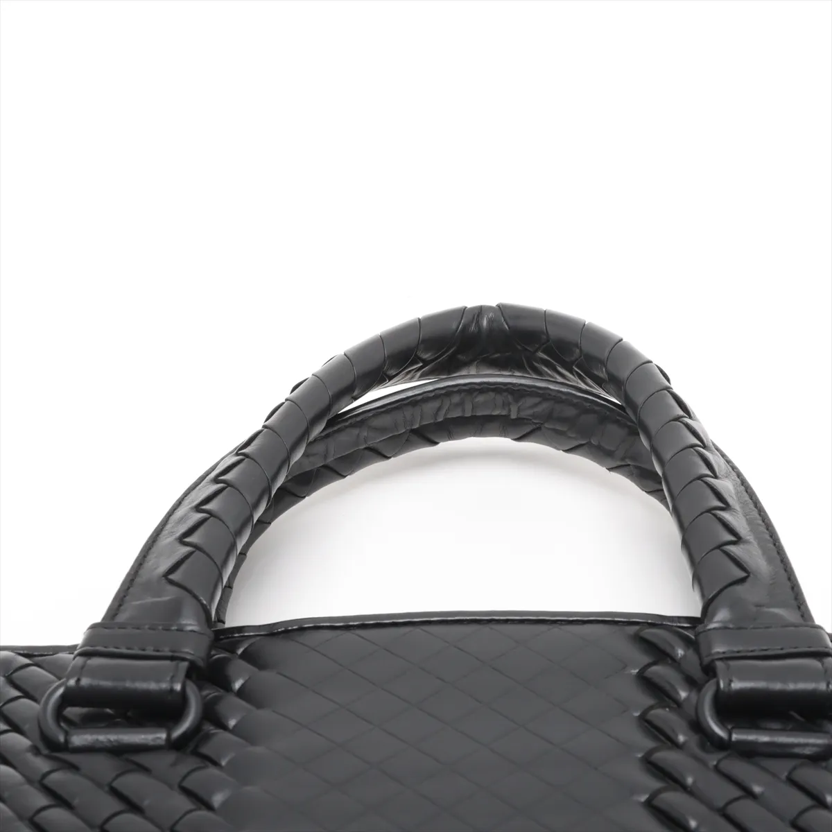 Intrecciato Leather 2WAY Business Bag Black — view 6