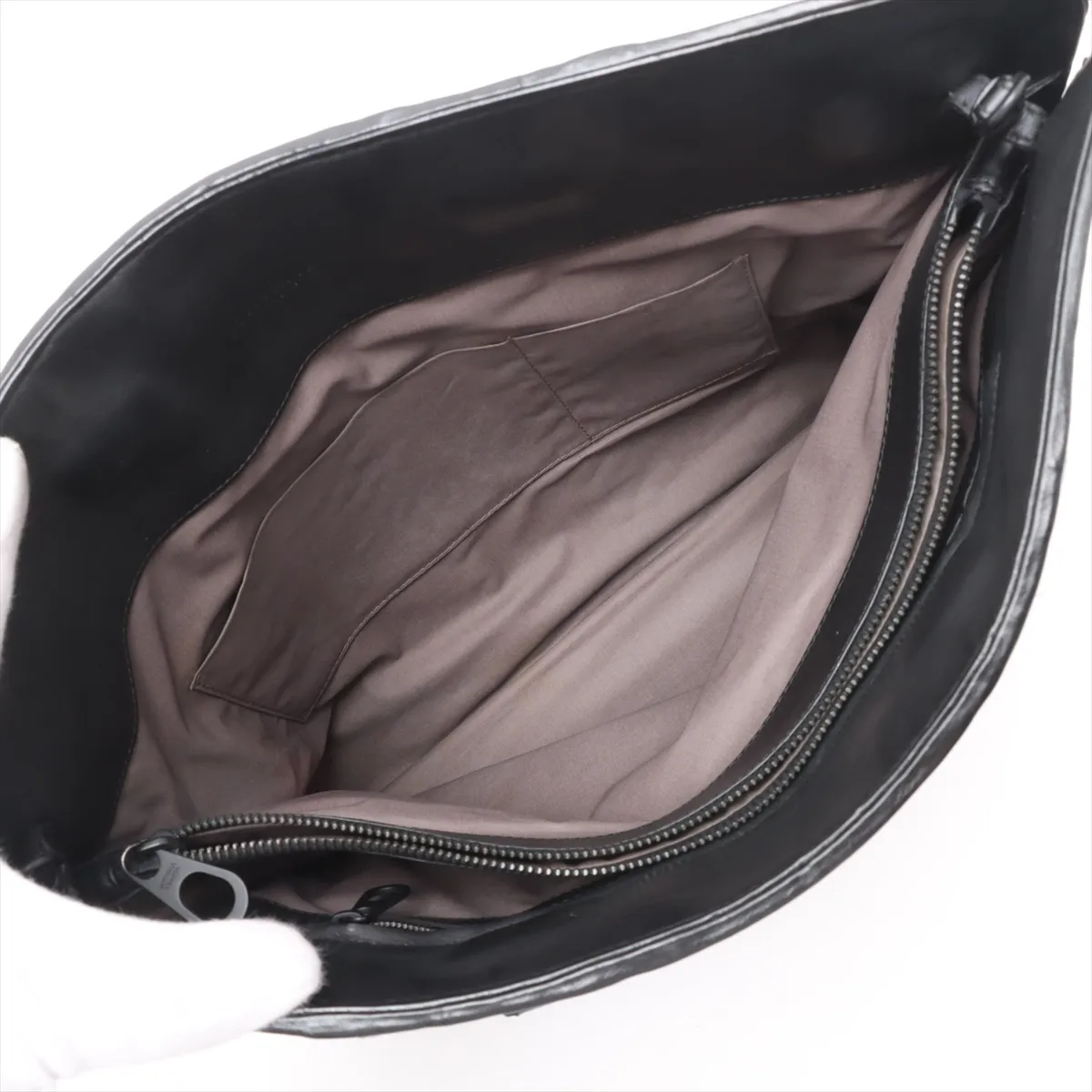 Intrecciato Leather 2WAY Business Bag Black — view 8