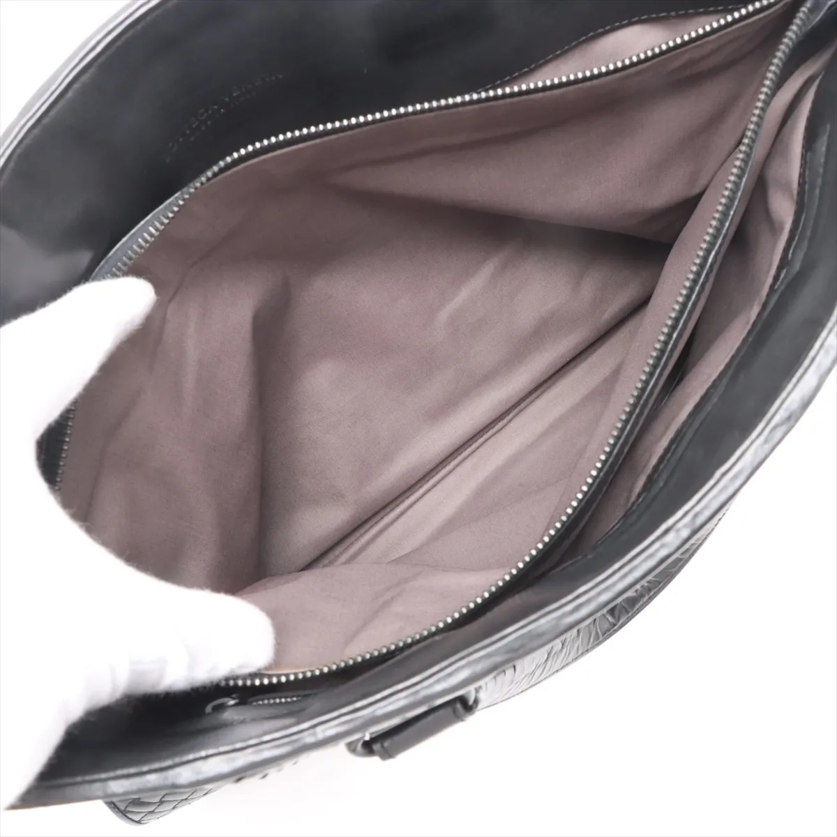 Intrecciato Leather 2WAY Business Bag Black — view 10