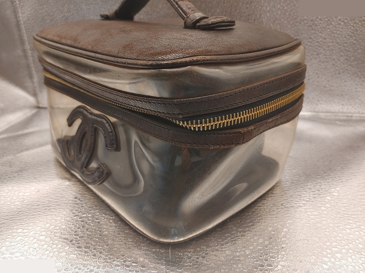 Coco Mark Vanity Bag, Vinyl/Lambskin, Clear/Black — view 3