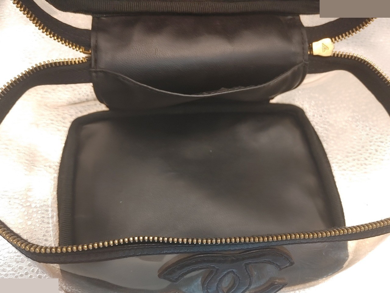 Coco Mark Vanity Bag, Vinyl/Lambskin, Clear/Black — view 7