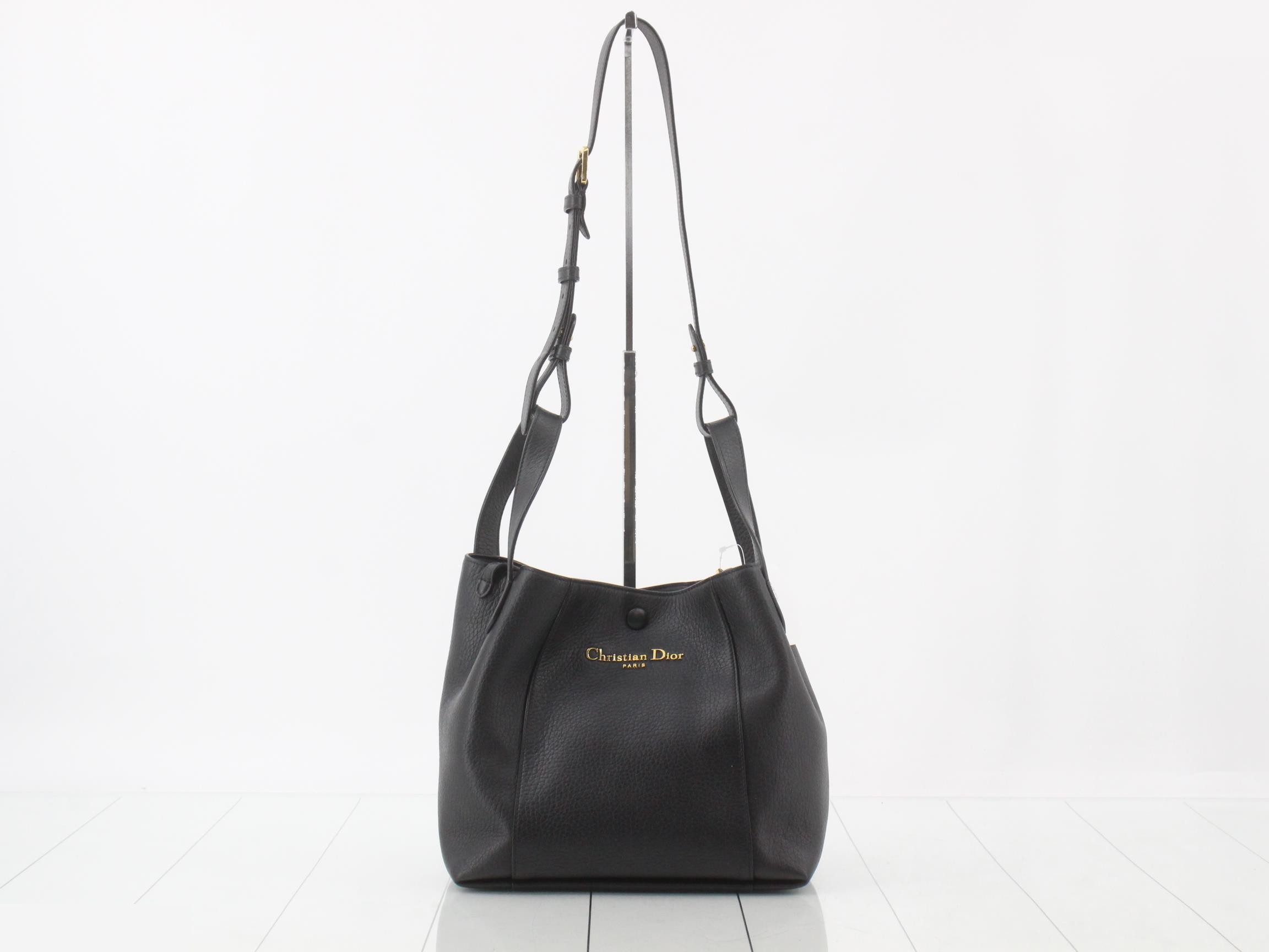 Signature Leather 2-Way Handbag, Black, Lucky Star