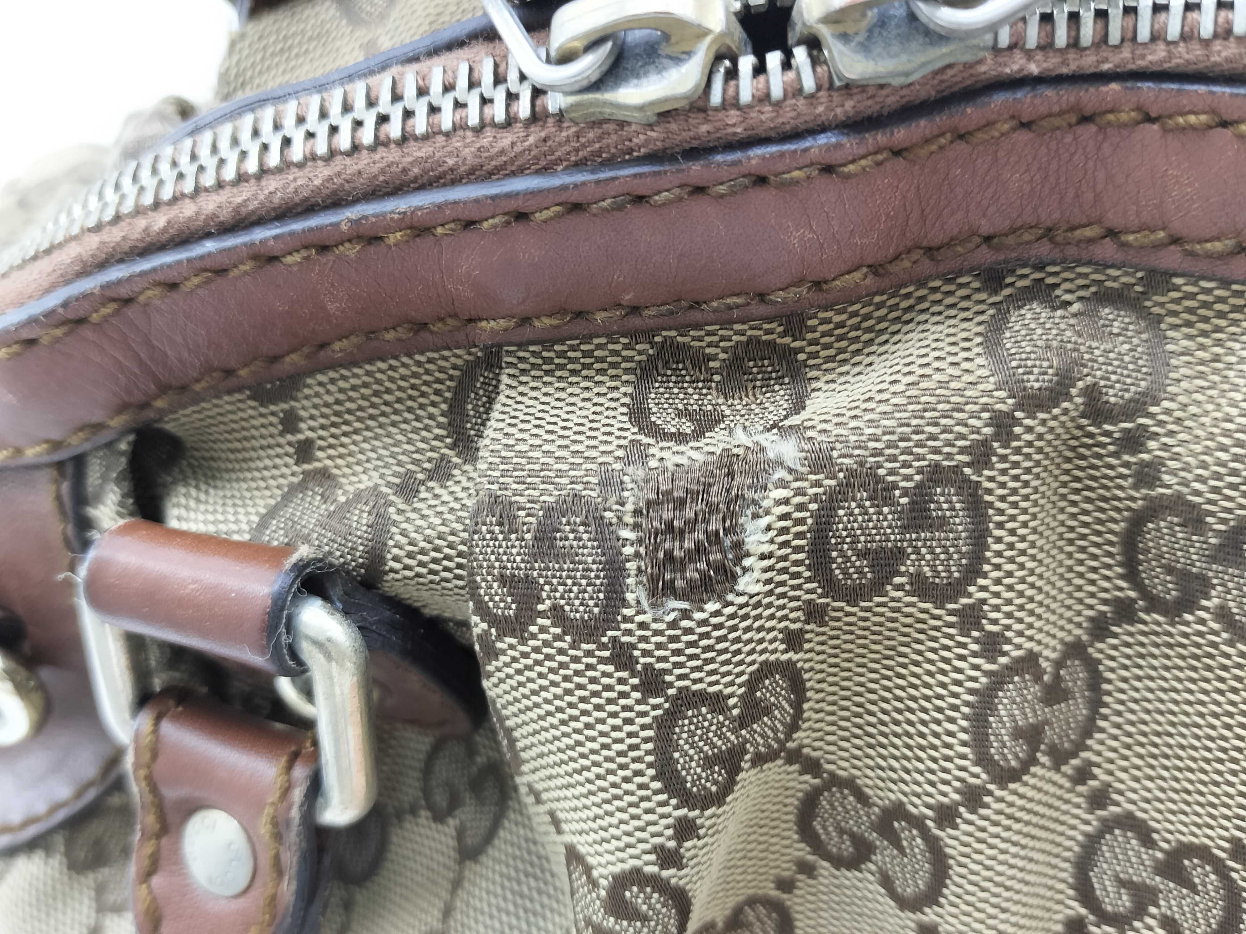Brown Canvas GG Monogram Dumpling Bag with Long Shoulder Strap (Handbag) — view 11