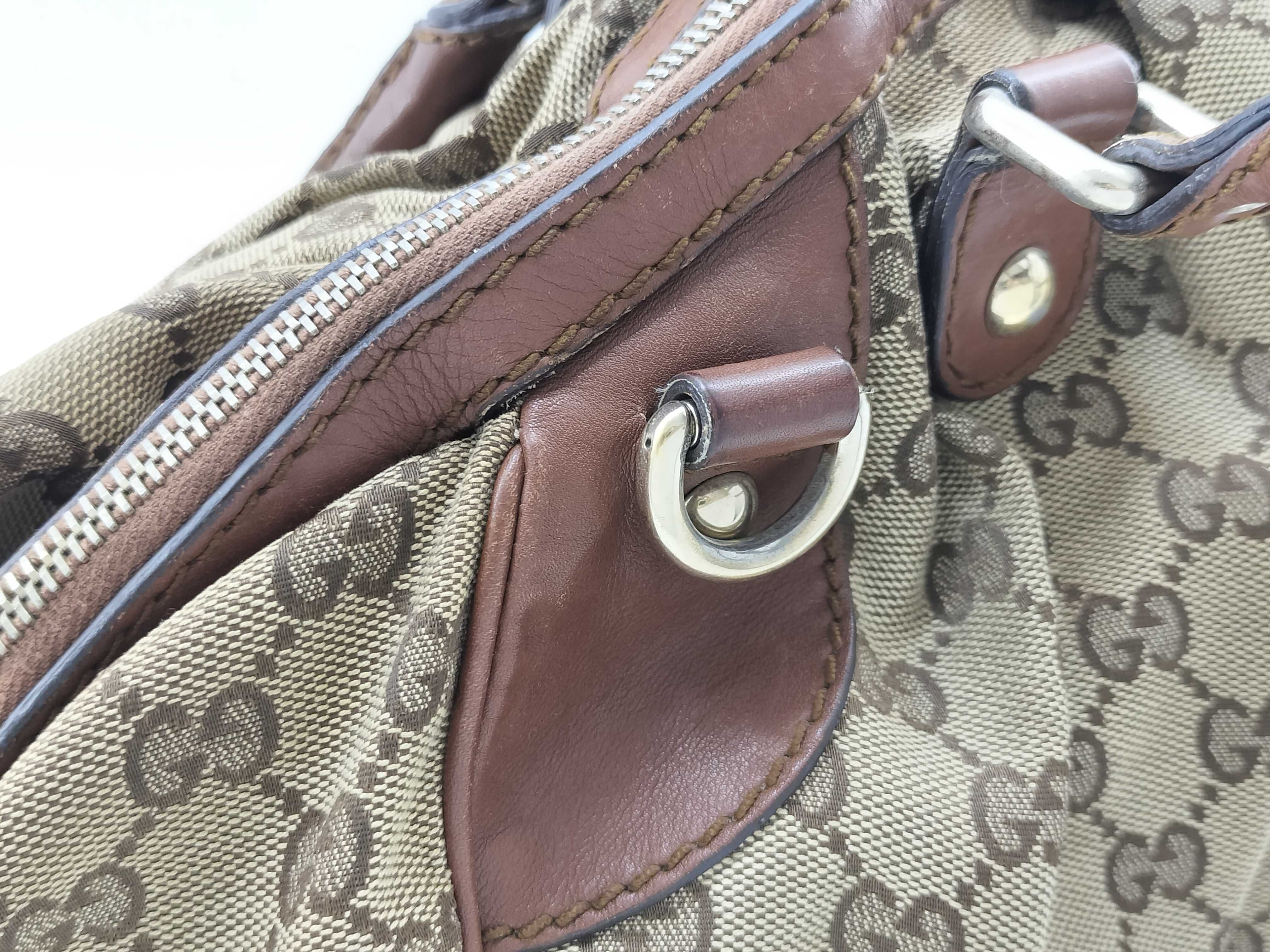 Brown Canvas GG Monogram Dumpling Bag with Long Shoulder Strap (Handbag) — view 12