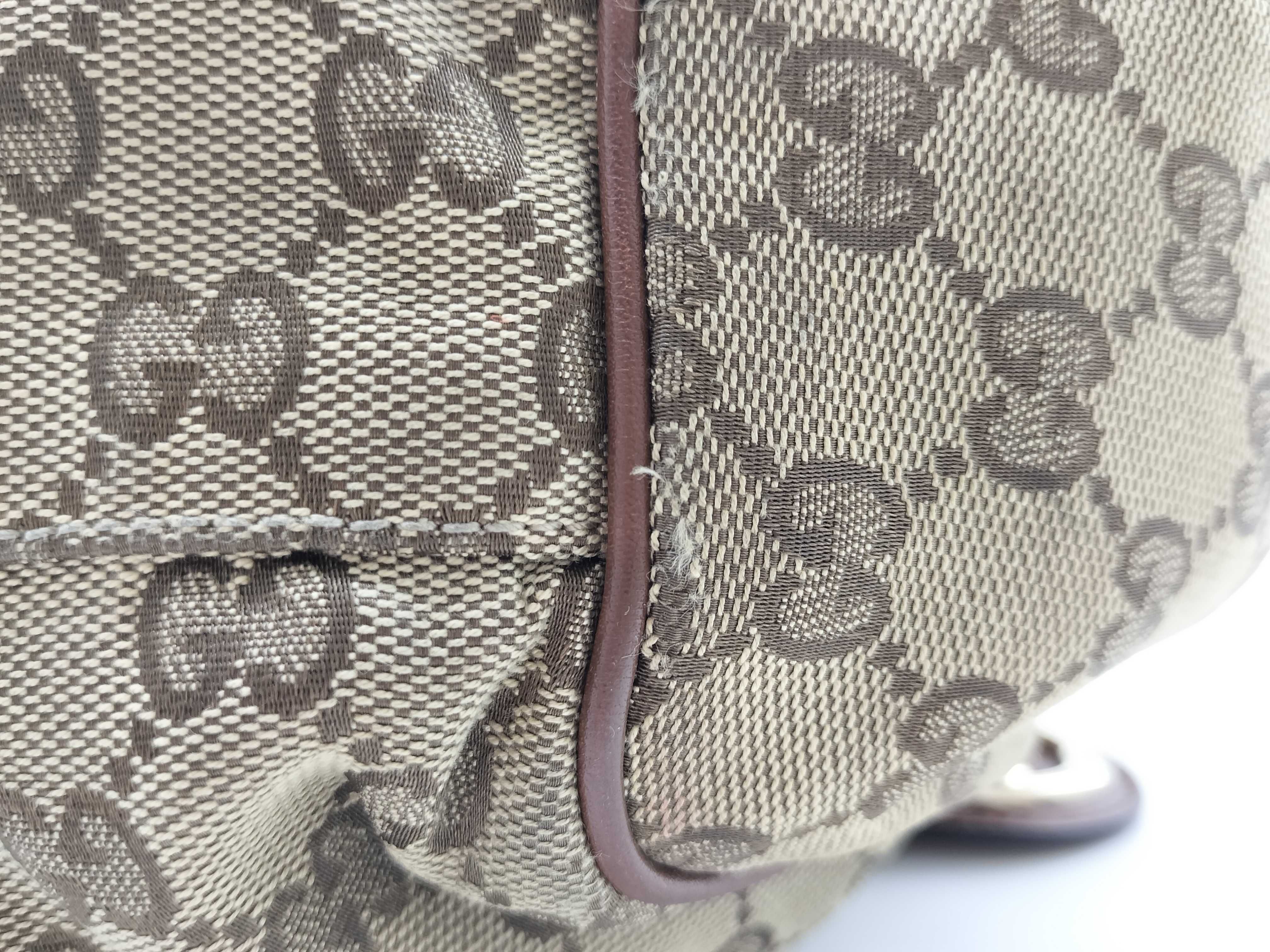 Brown Canvas GG Monogram Dumpling Bag with Long Shoulder Strap (Handbag) — view 6
