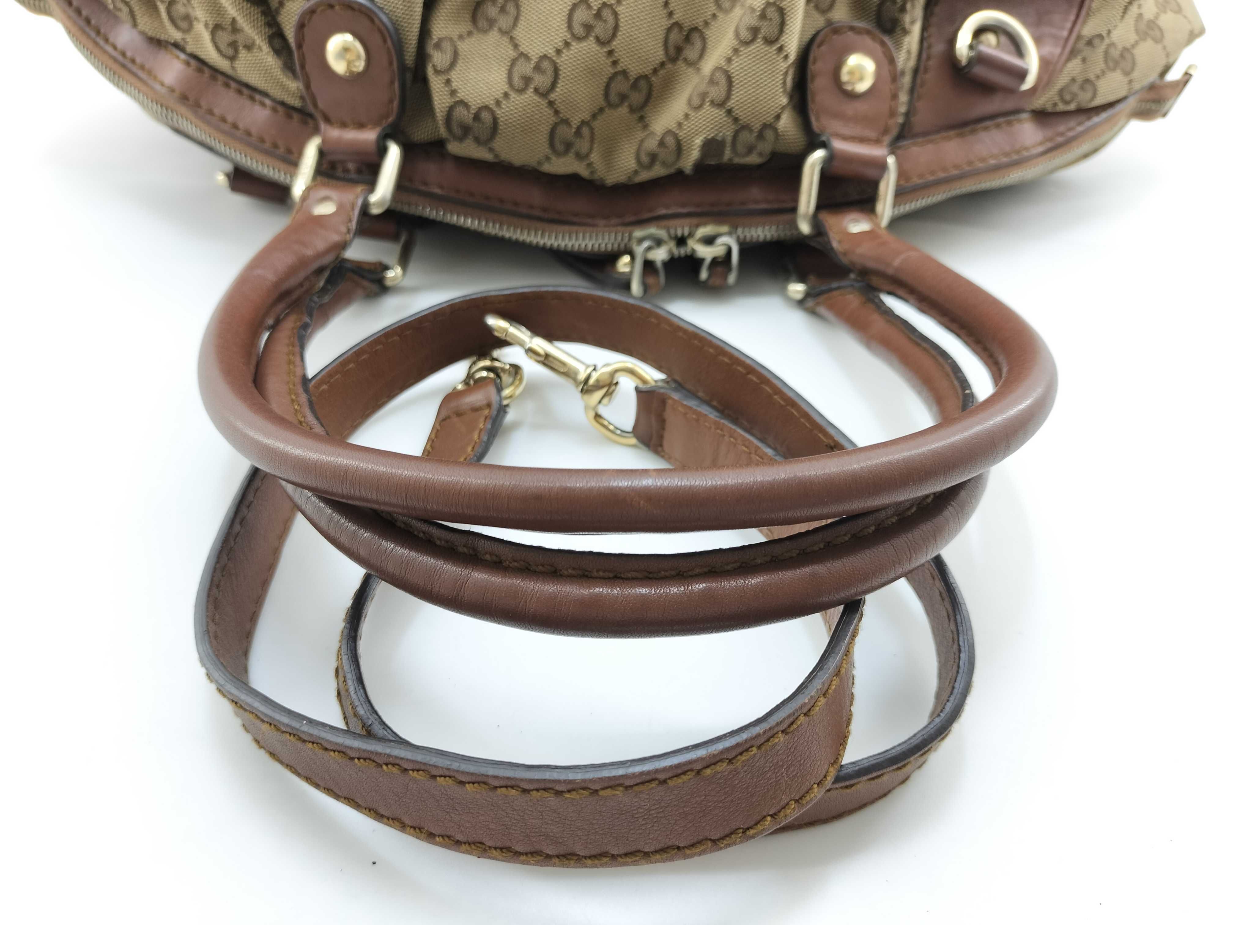 Brown Canvas GG Monogram Dumpling Bag with Long Shoulder Strap (Handbag) — view 7