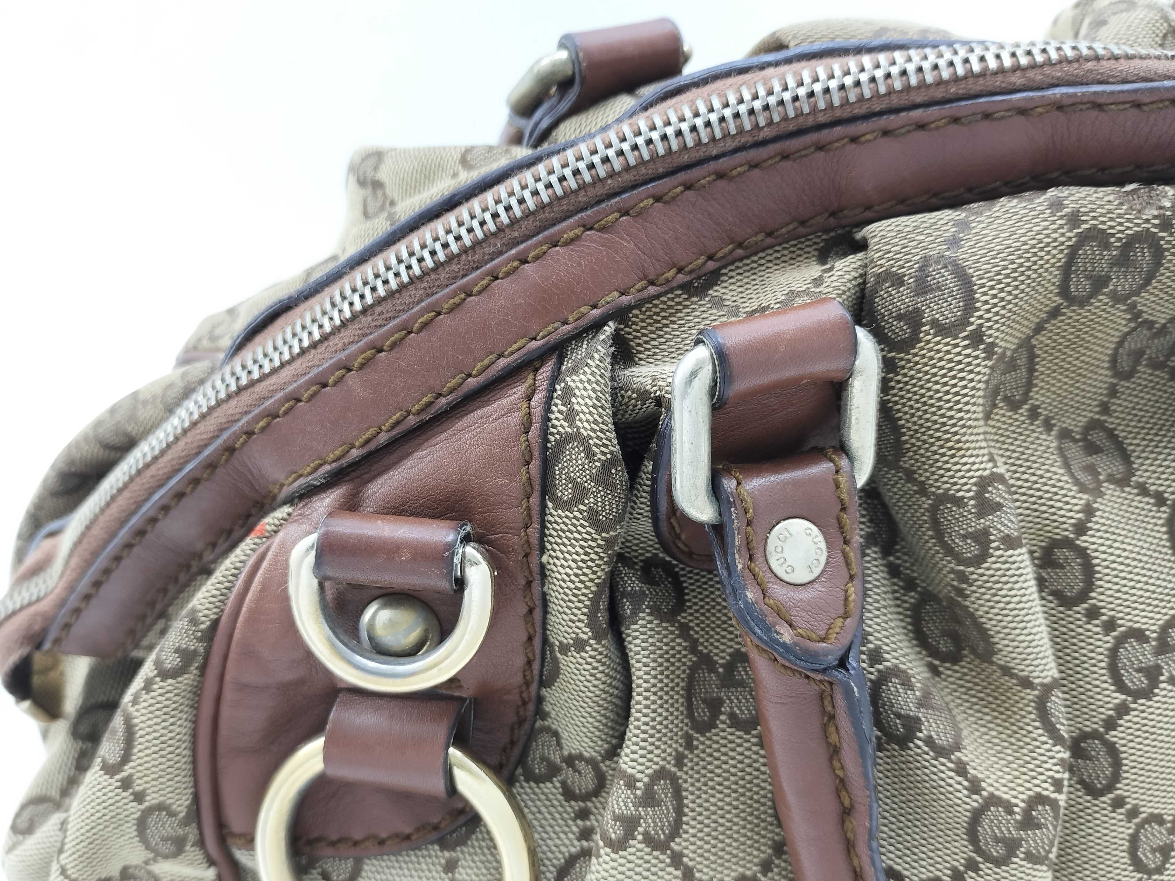 Brown Canvas GG Monogram Dumpling Bag with Long Shoulder Strap (Handbag) — view 8