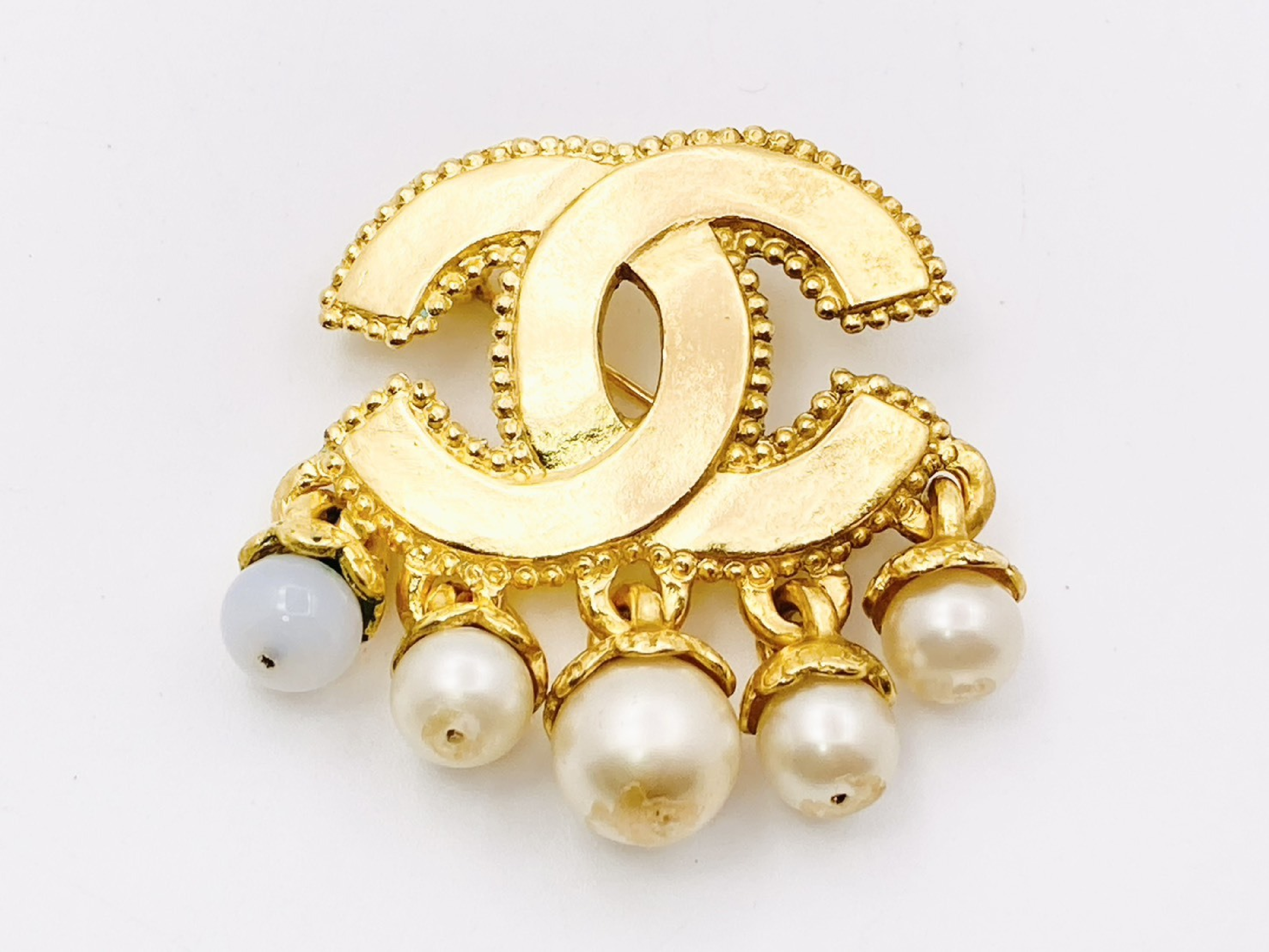 Coco Mark Faux Pearl Brooch 96A Gold Brooch