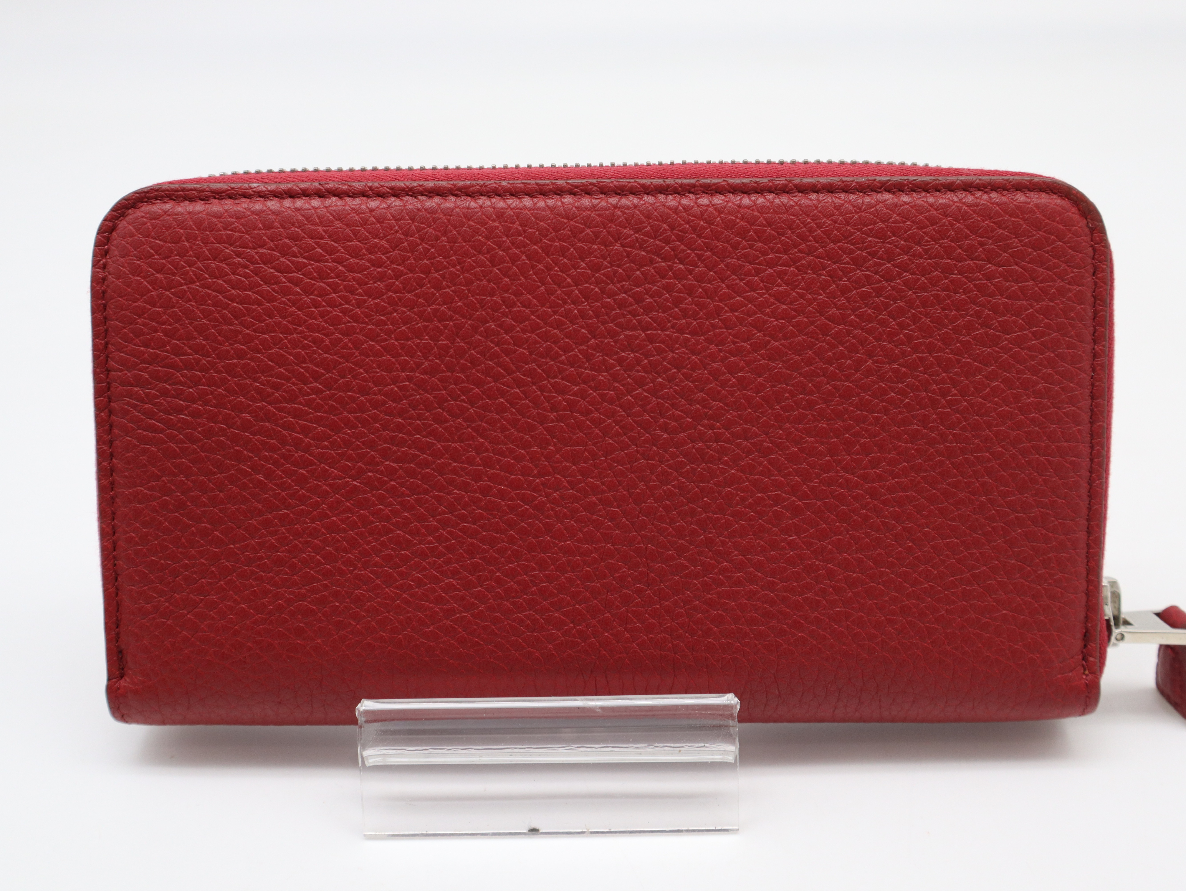 Round Zip Wallet, Wine Red/Yellow, Silver Hardware, with Dust Bag — view 2