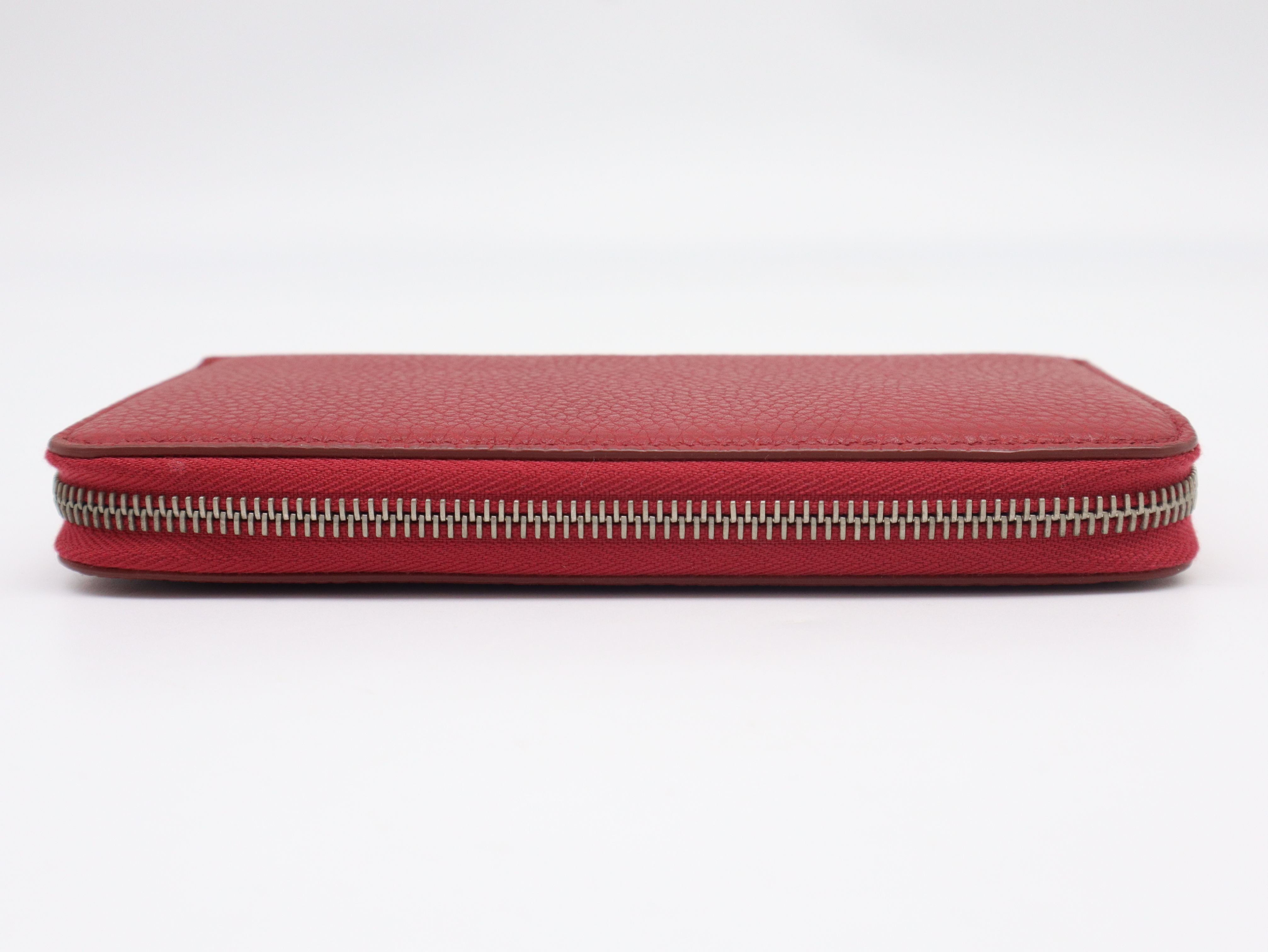 Round Zip Wallet, Wine Red/Yellow, Silver Hardware, with Dust Bag — view 4