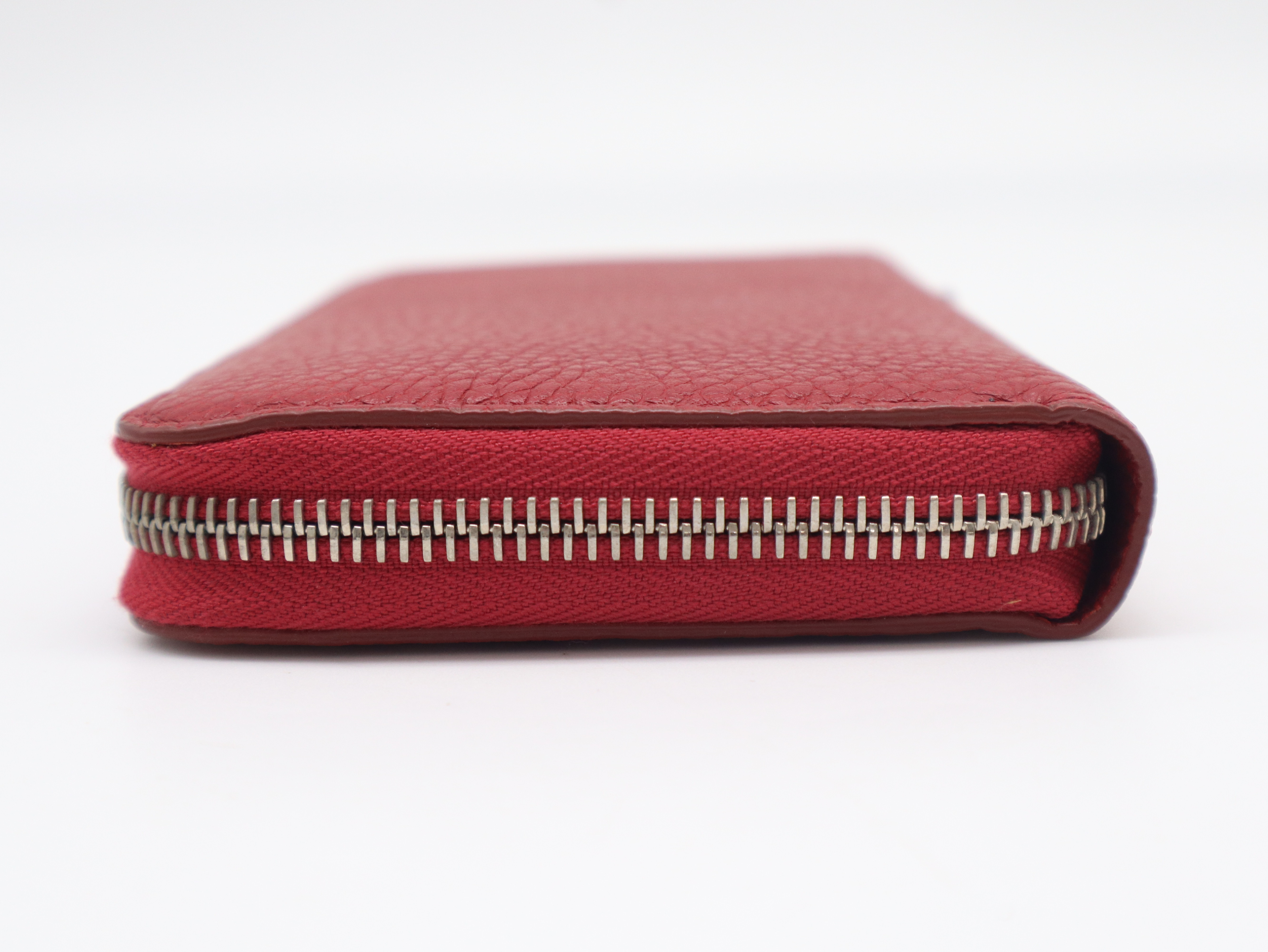 Round Zip Wallet, Wine Red/Yellow, Silver Hardware, with Dust Bag — view 5