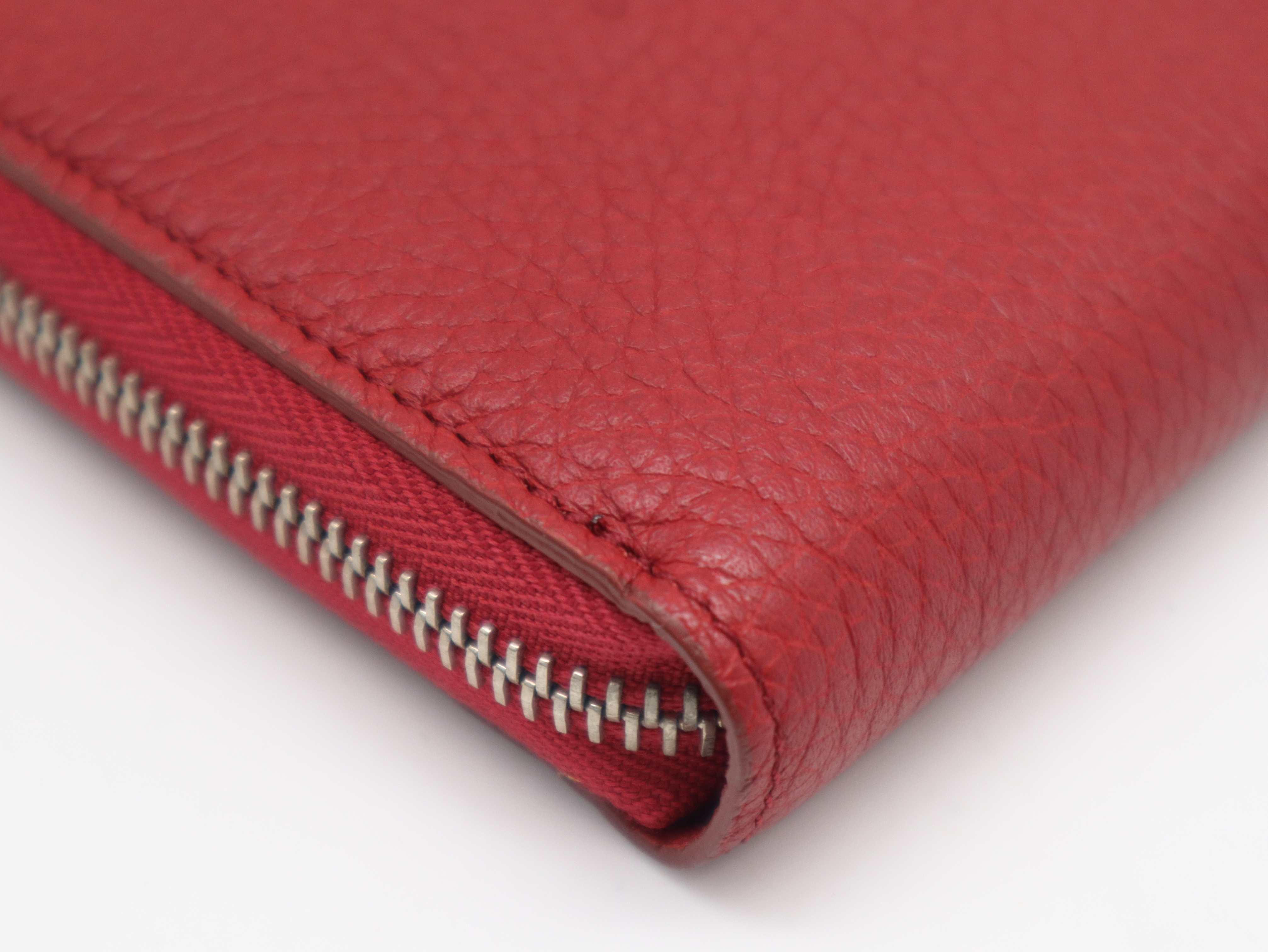 Round Zip Wallet, Wine Red/Yellow, Silver Hardware, with Dust Bag — view 7
