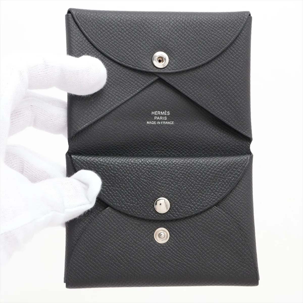 Calvi Duo Vaux Epson Coin Case Black Silver Hardware B:2023 — view 3
