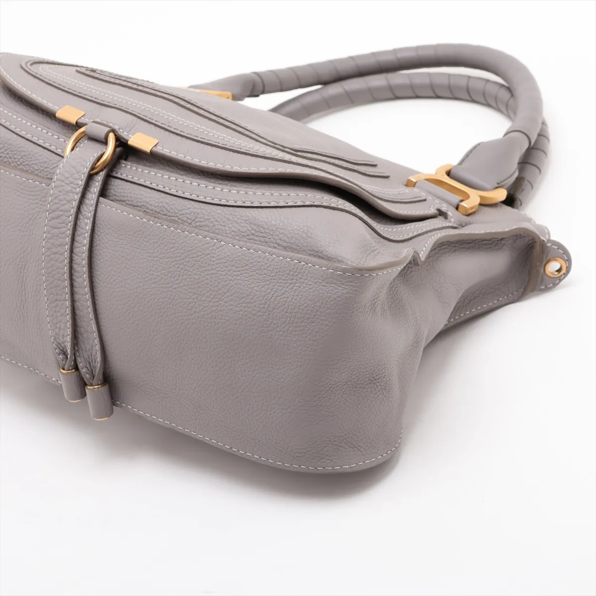 Marcie Leather 2-Way Handbag, Gray — view 3