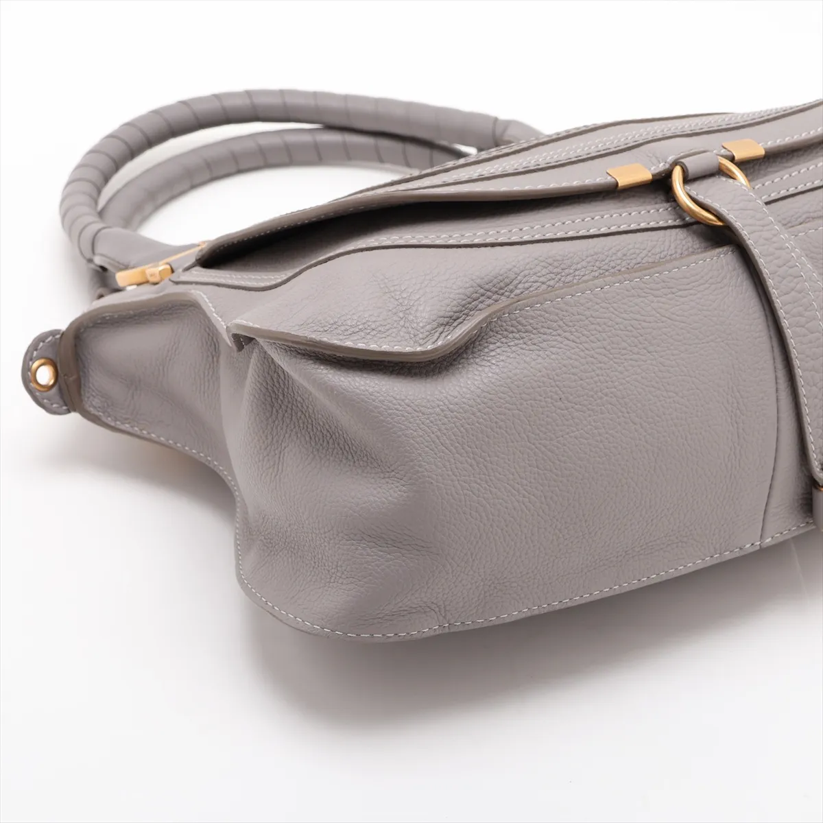 Marcie Leather 2-Way Handbag, Gray — view 4