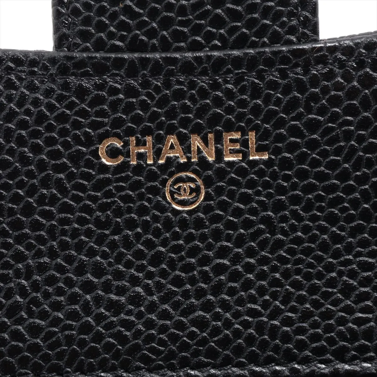 Matelasse caviar skin compact wallet black gold hardware 25417685 — view 7
