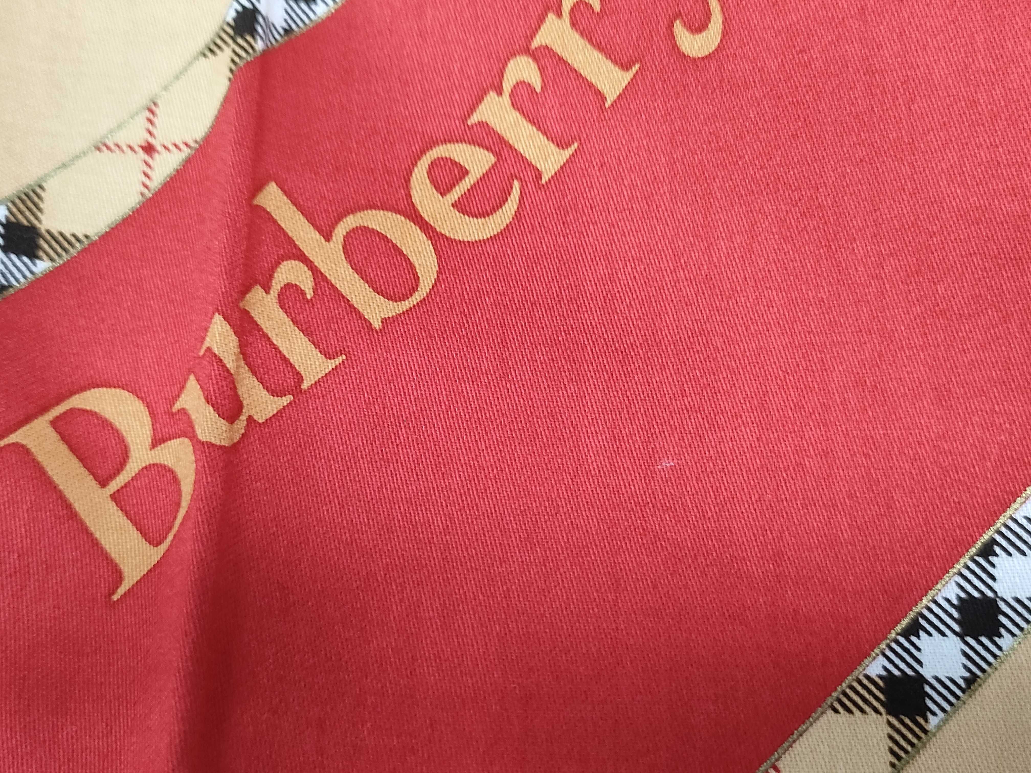 handkerchief/scarf with sticker, logo print, beige/red, and other accessories. — view 4