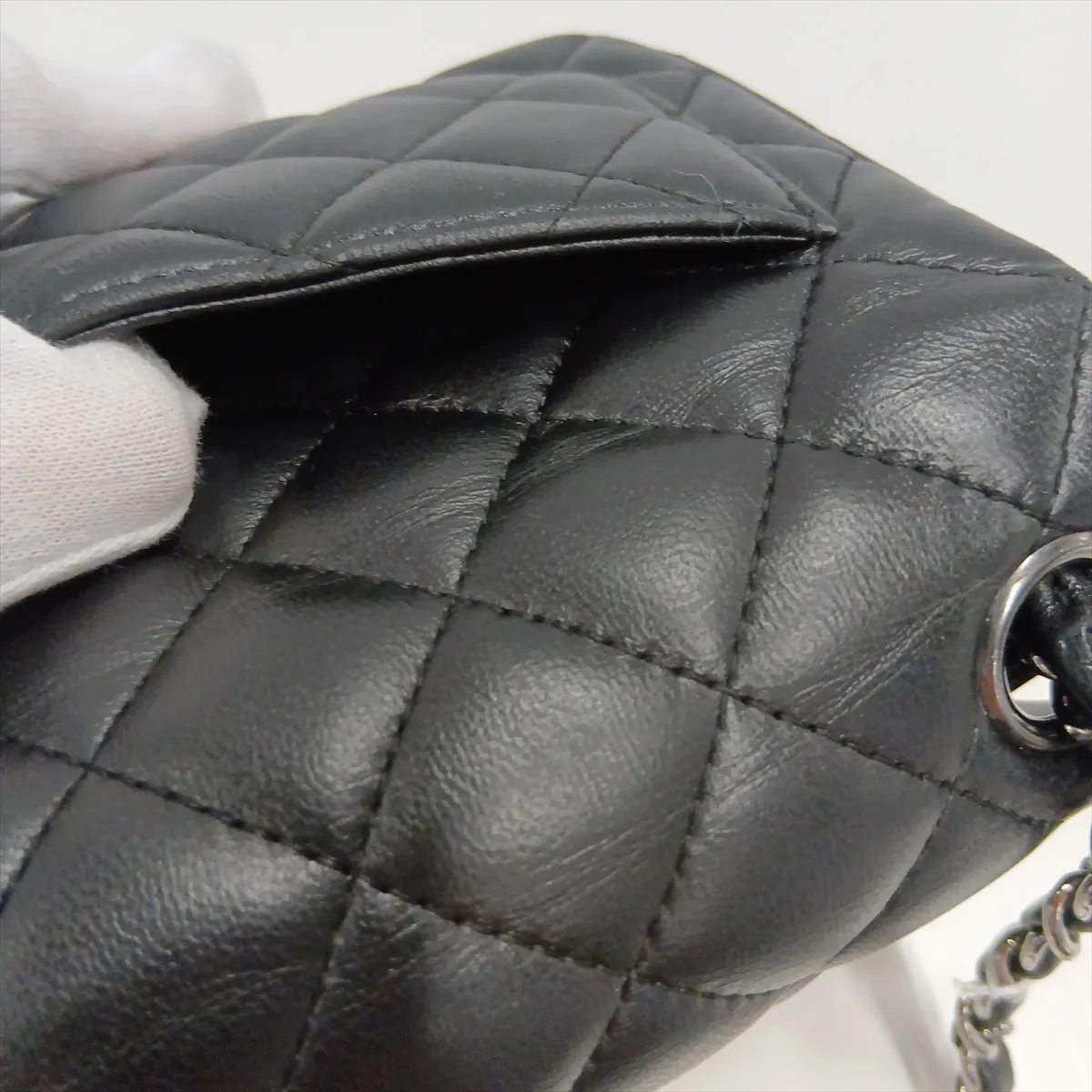 Mini Matelassé 17 Lambskin Single Flap Single Chain Bag, Black with Silver Hardware, 23243691, Serial Number , A35200 — view 15