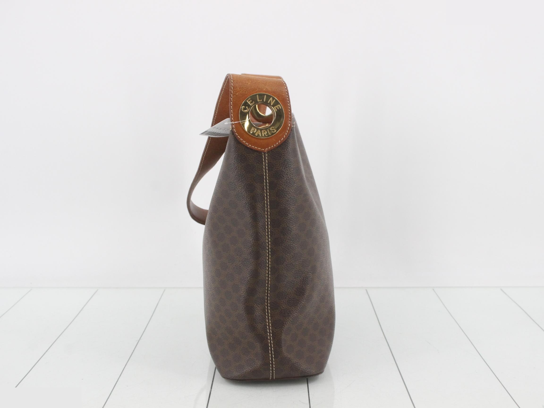 MC98/1 One-Shoulder Bag, Macadam, PVC Canvas, Leather, Brown — view 3