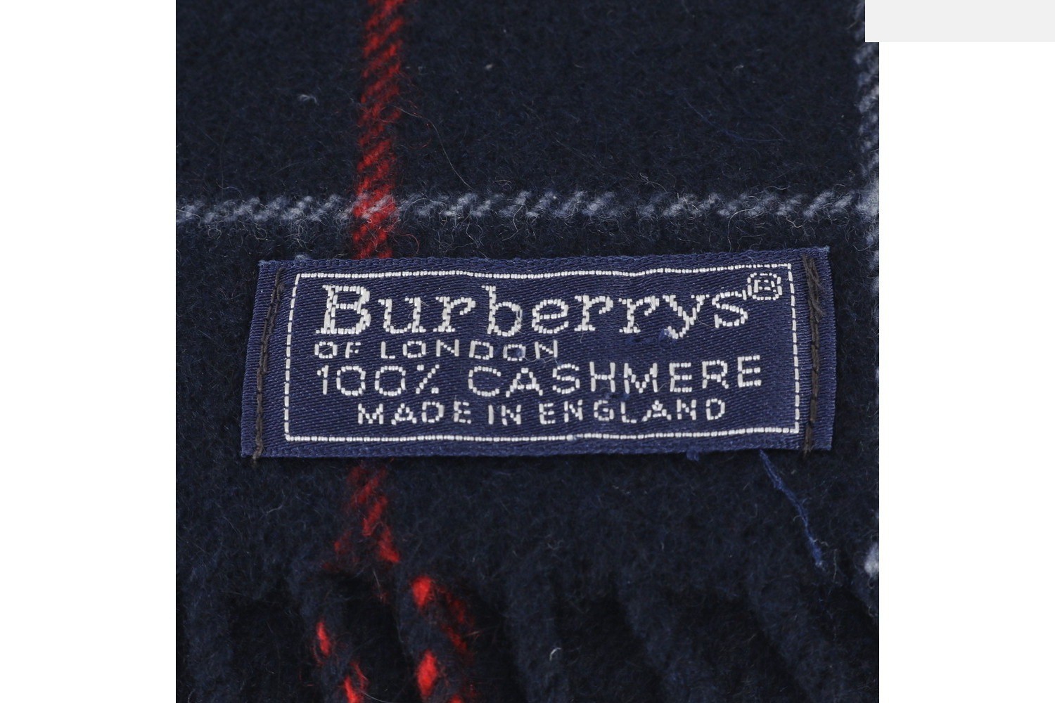 Tag attached, 100% cashmere check scarf — view 3