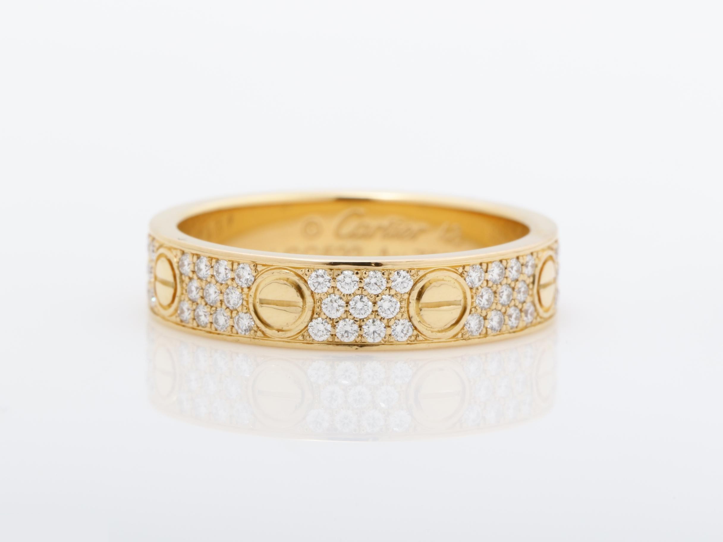 Mini Love Ring, 750 PG, Pave Diamonds, Size #48, SM, 3.5g