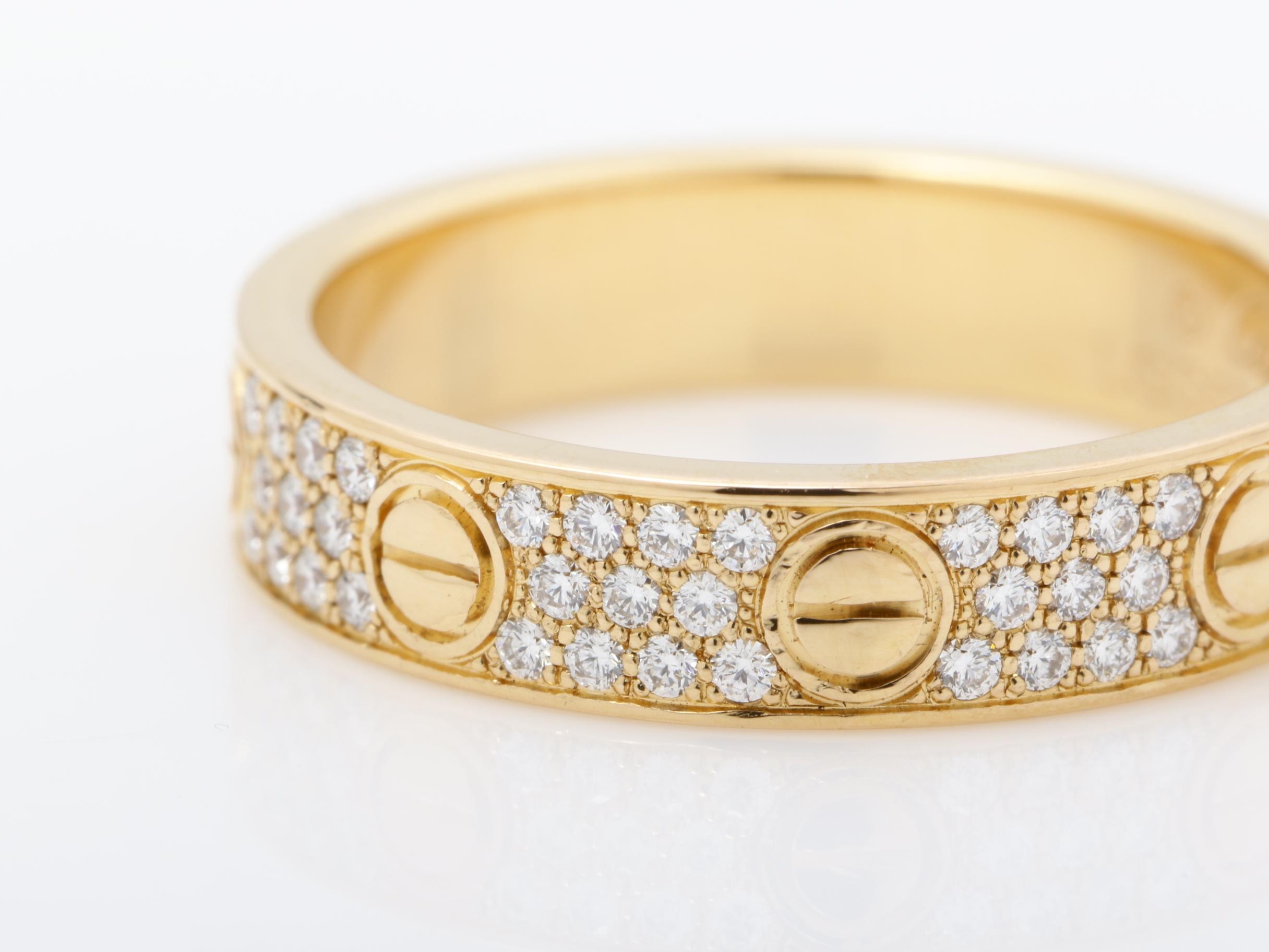 Mini Love Ring, 750 PG, Pave Diamonds, Size #48, SM, 3.5g — view 3