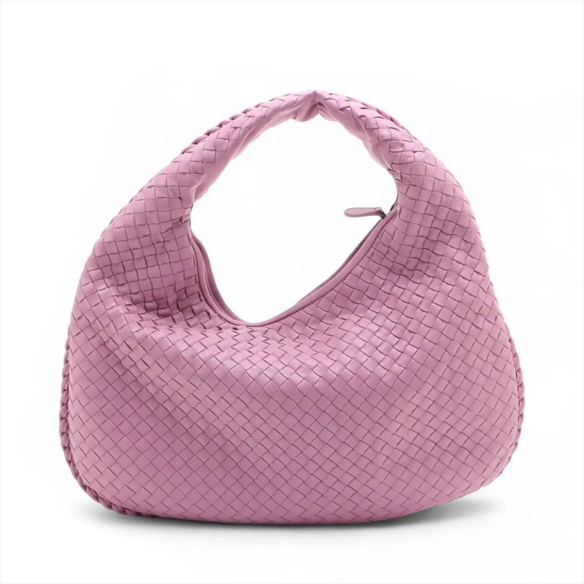 Intrecciato Hobo Leather Shoulder Bag, Pink, with Mirror — view 2