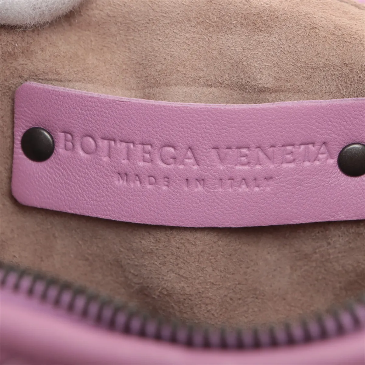 Intrecciato Hobo Leather Shoulder Bag, Pink, with Mirror — view 10