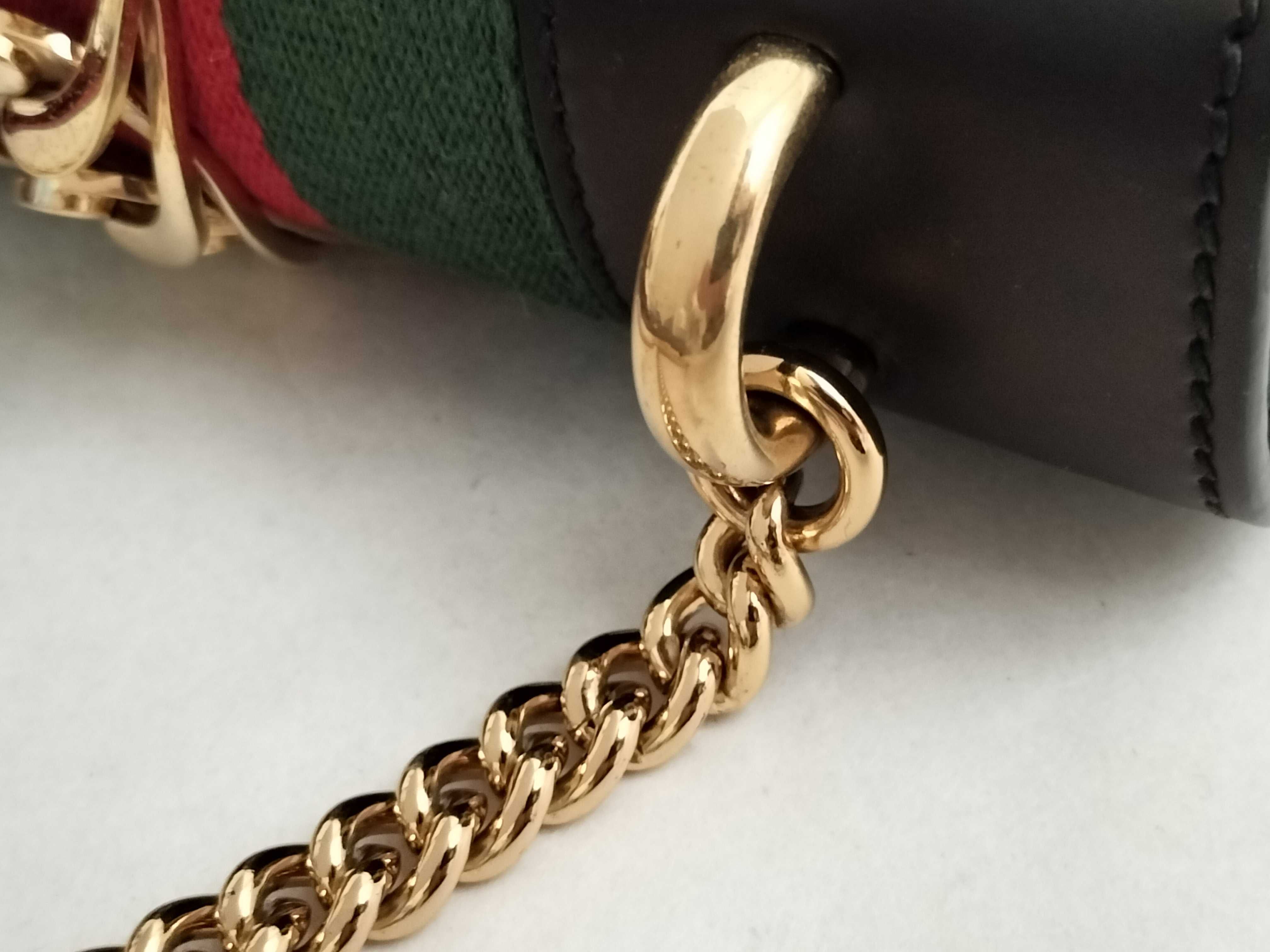 Webbing Gucci 431666 Sylvie Web Line Ribbon Mini Chain Bag Shoulder Bag Pouch Leather Black Gold Hardware Shoulder Bag — view 5