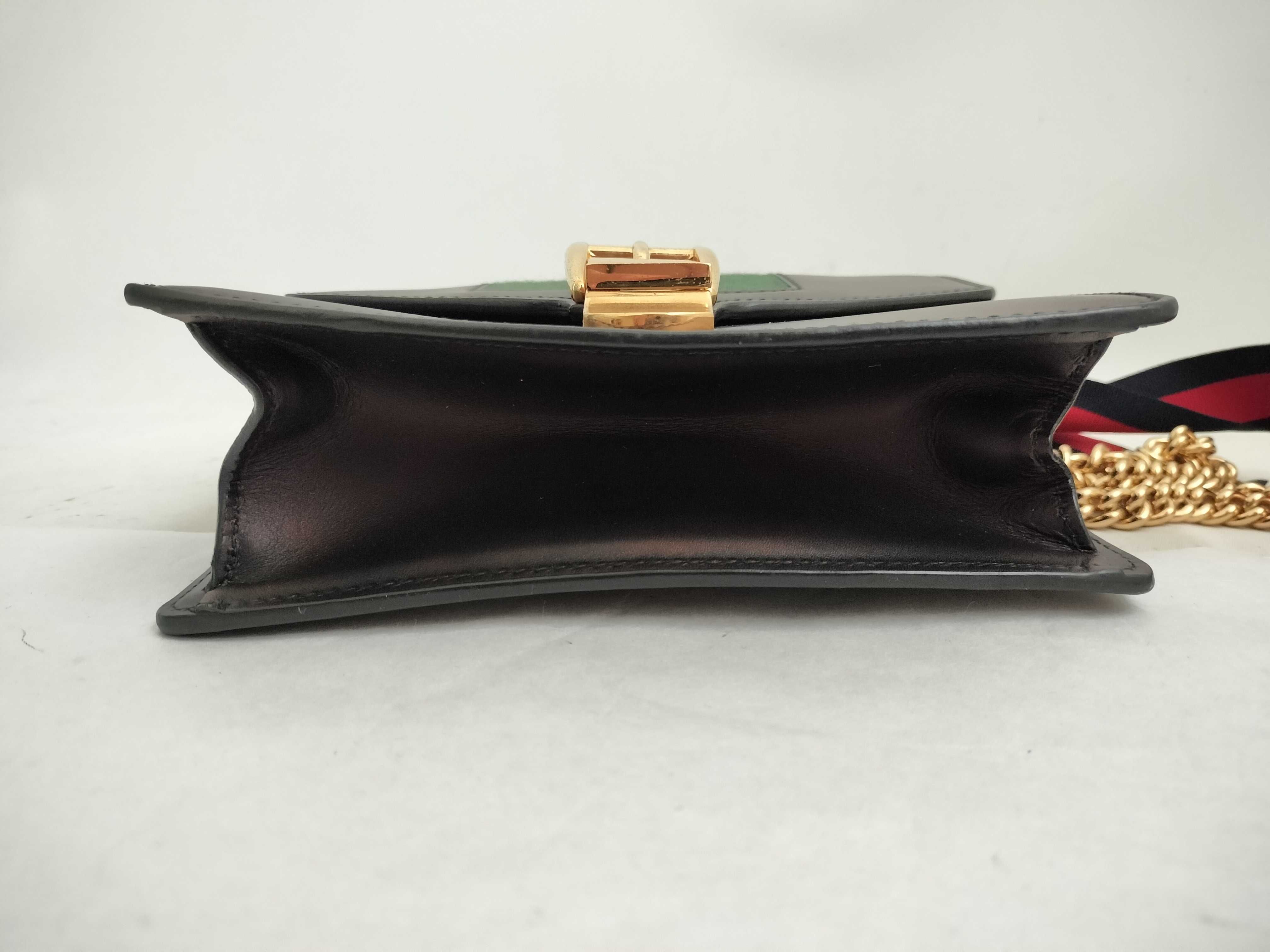 Webbing Gucci 431666 Sylvie Web Line Ribbon Mini Chain Bag Shoulder Bag Pouch Leather Black Gold Hardware Shoulder Bag — view 8