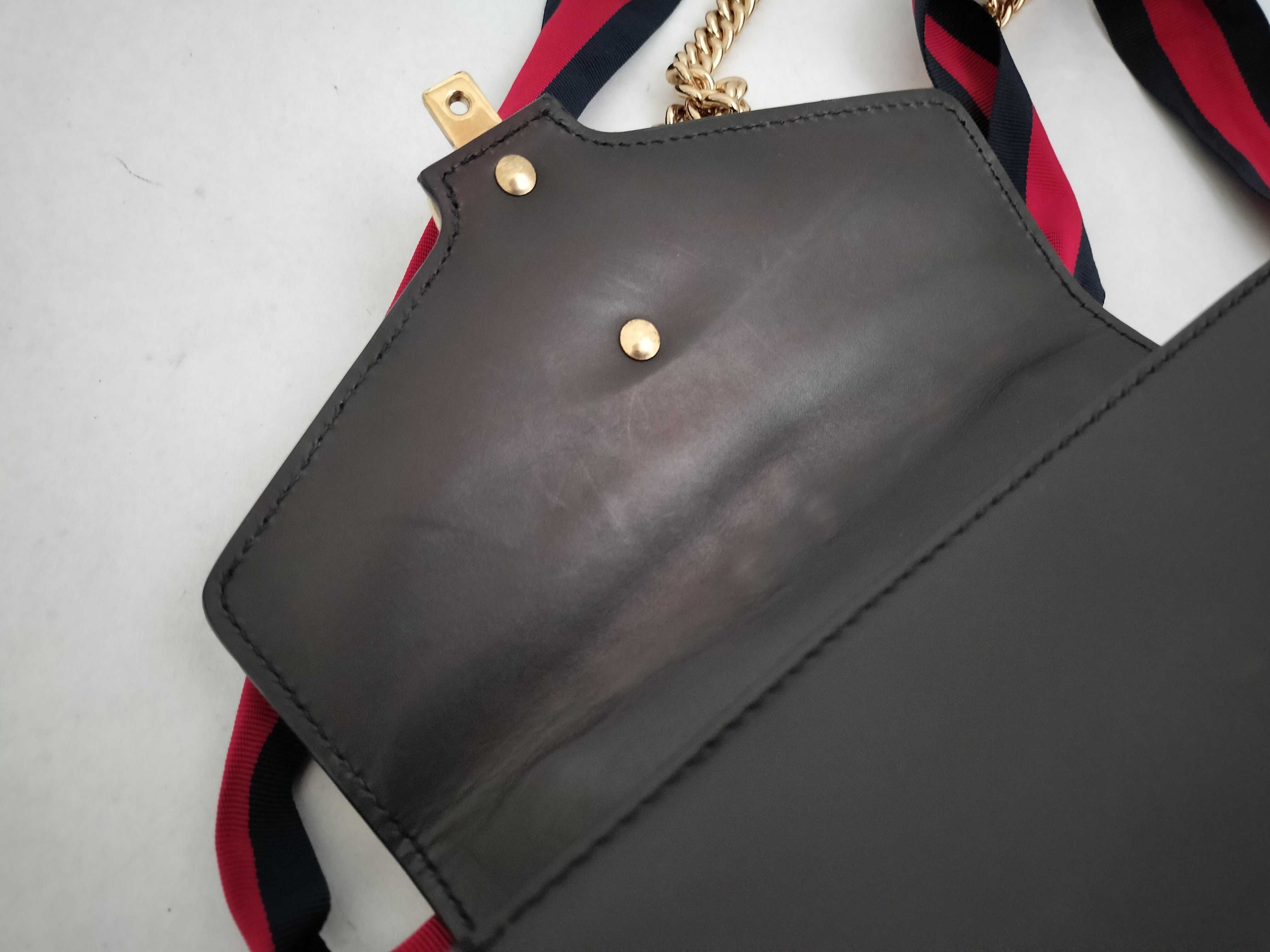 Webbing Gucci 431666 Sylvie Web Line Ribbon Mini Chain Bag Shoulder Bag Pouch Leather Black Gold Hardware Shoulder Bag — view 9
