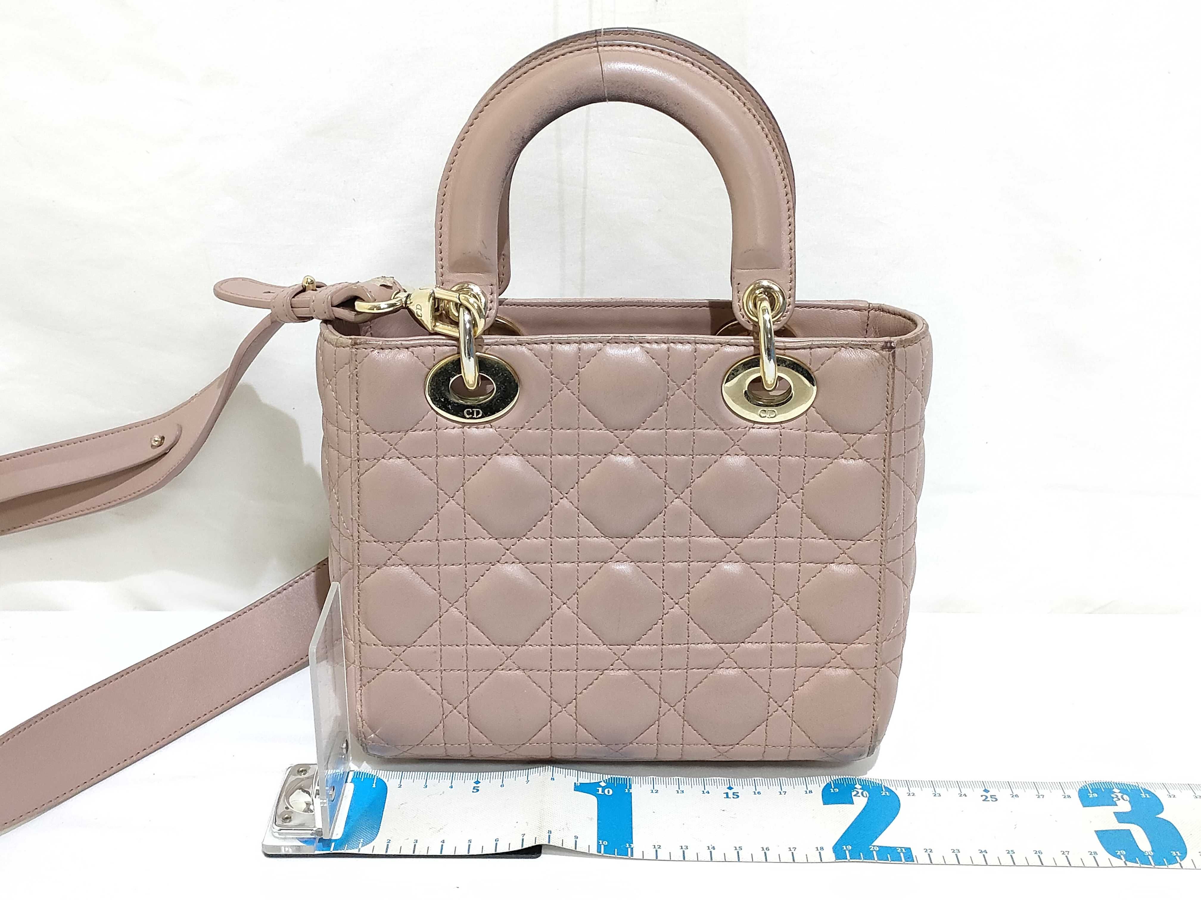 Lady Dior Cannage Leather 2-Way Handbag Pink Handbag — view 2