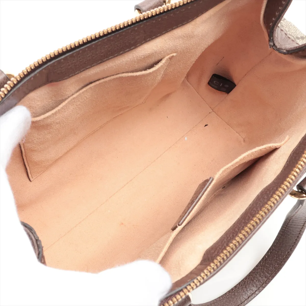 GG Supreme Ophidia PVC x Leather 2-Way Handbag, Beige x Brown, 547551 — view 8