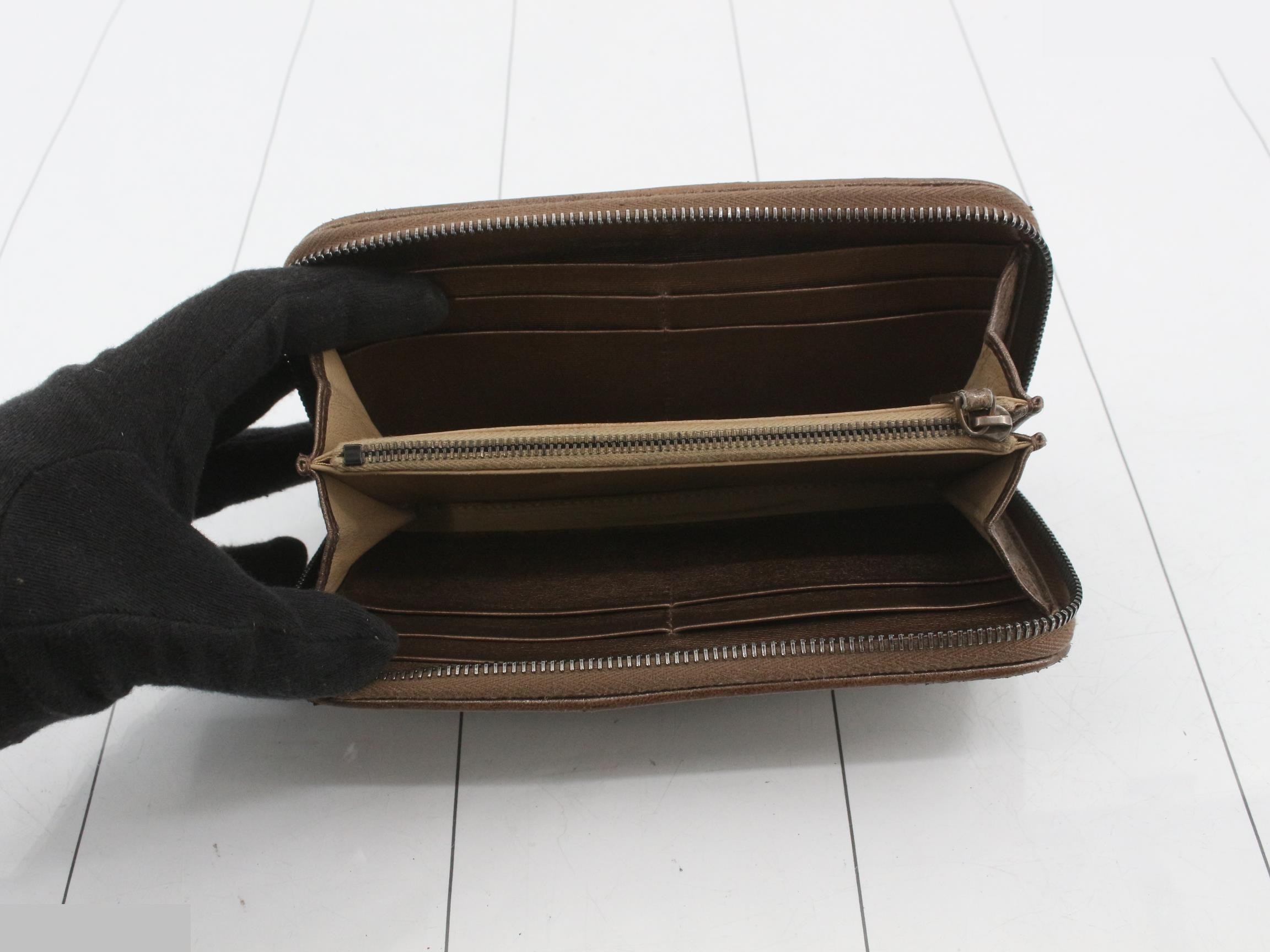 Intrecciato Round Zipper Long Wallet, Gold — view 4