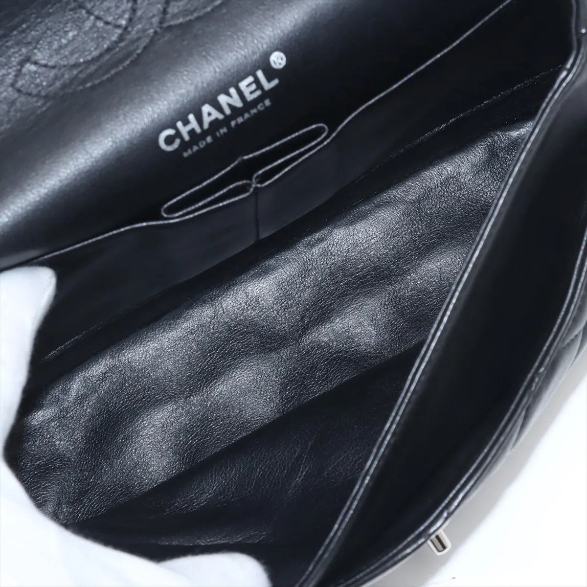 Matelasse Lambskin Double Flap Double Chain Bag Black x Blue Silver Hardware 11726909 No. 11 — view 7