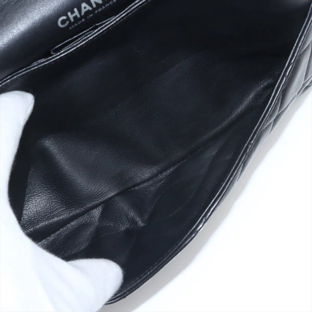 Matelasse Lambskin Double Flap Double Chain Bag Black x Blue Silver Hardware 11726909 No. 11 — view 8