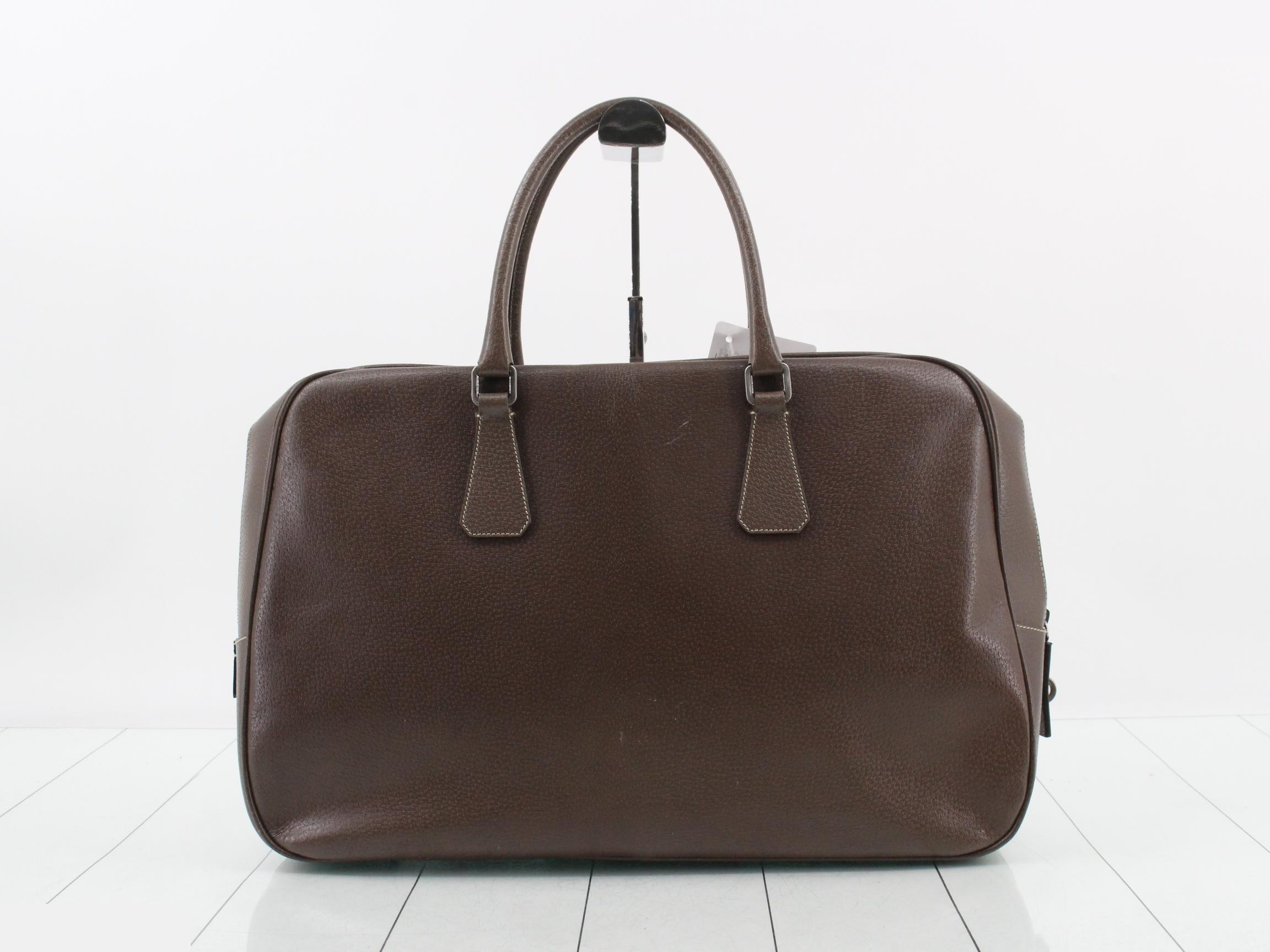 Triangle Logo Leather Handbag with White Tag (Size 58) — view 2