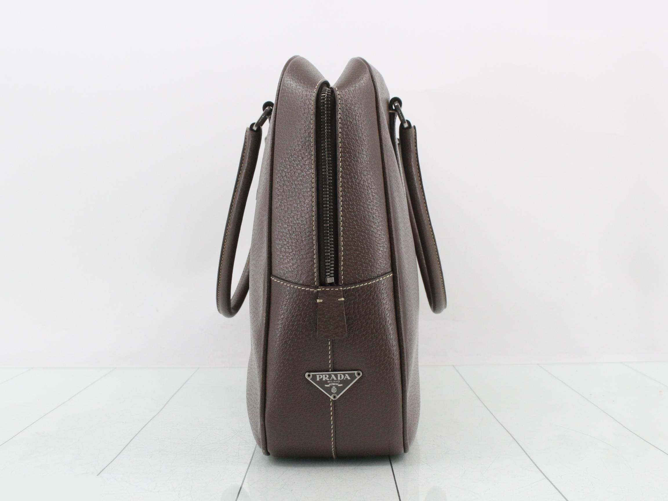 Triangle Logo Leather Handbag with White Tag (Size 58) — view 3