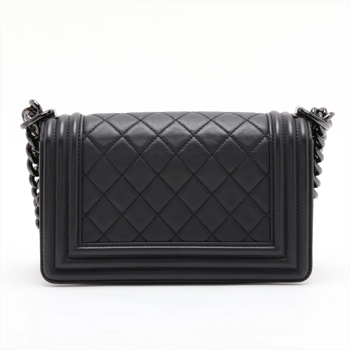 Boy Chanel 20 Small Lambskin Chain Shoulder Bag, Black with Black Hardware, 25230390, Serial Number 25-series, A67085 — view 2