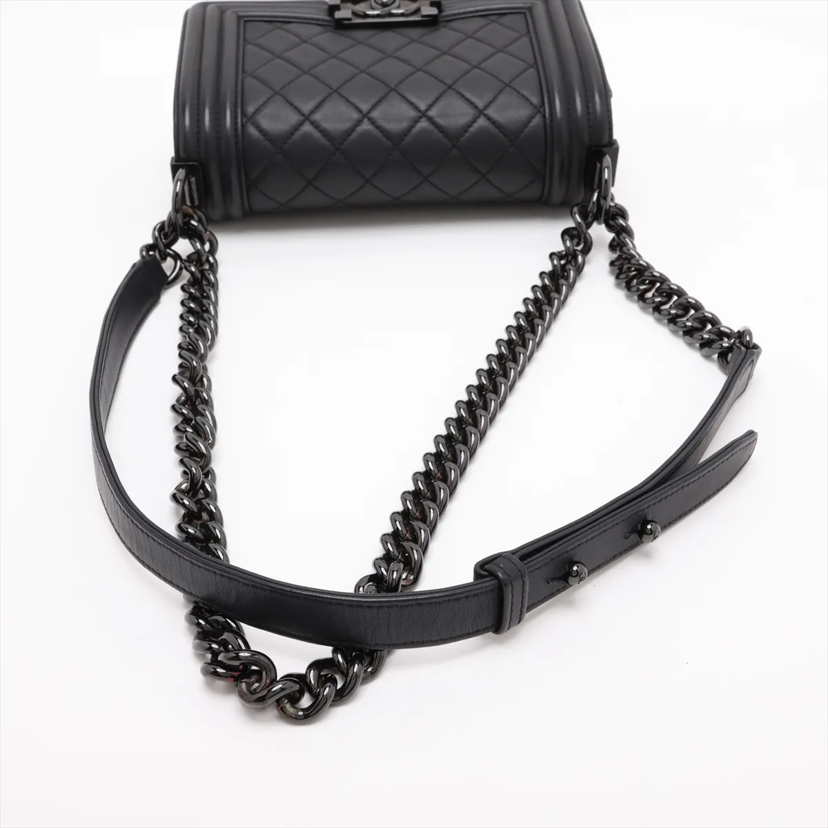 Boy Chanel 20 Small Lambskin Chain Shoulder Bag, Black with Black Hardware, 25230390, Serial Number 25-series, A67085 — view 5