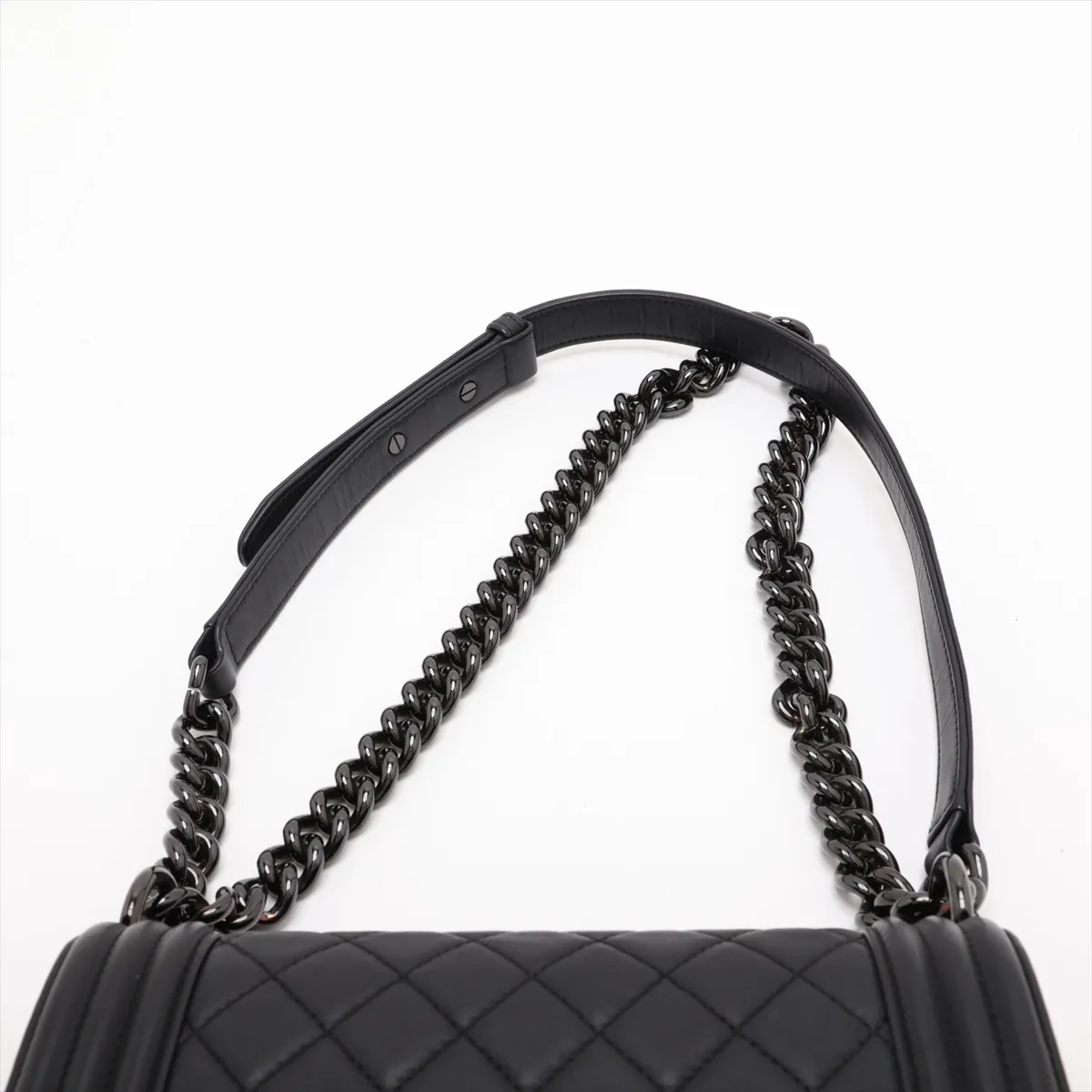 Boy Chanel 20 Small Lambskin Chain Shoulder Bag, Black with Black Hardware, 25230390, Serial Number 25-series, A67085 — view 6
