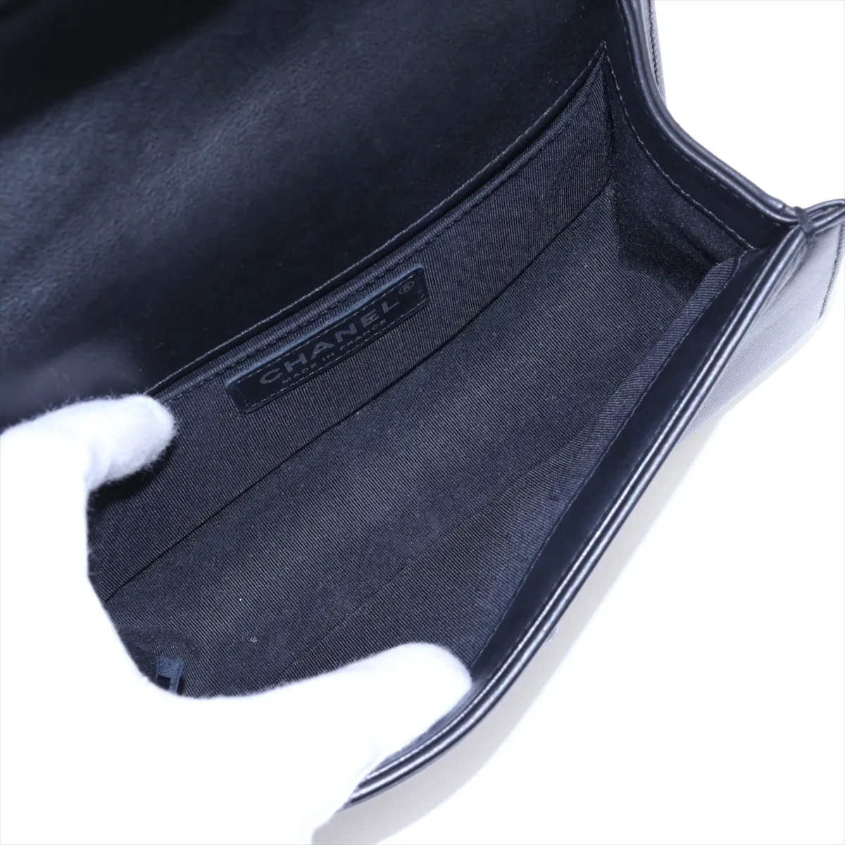 Boy Chanel 20 Small Lambskin Chain Shoulder Bag, Black with Black Hardware, 25230390, Serial Number 25-series, A67085 — view 7