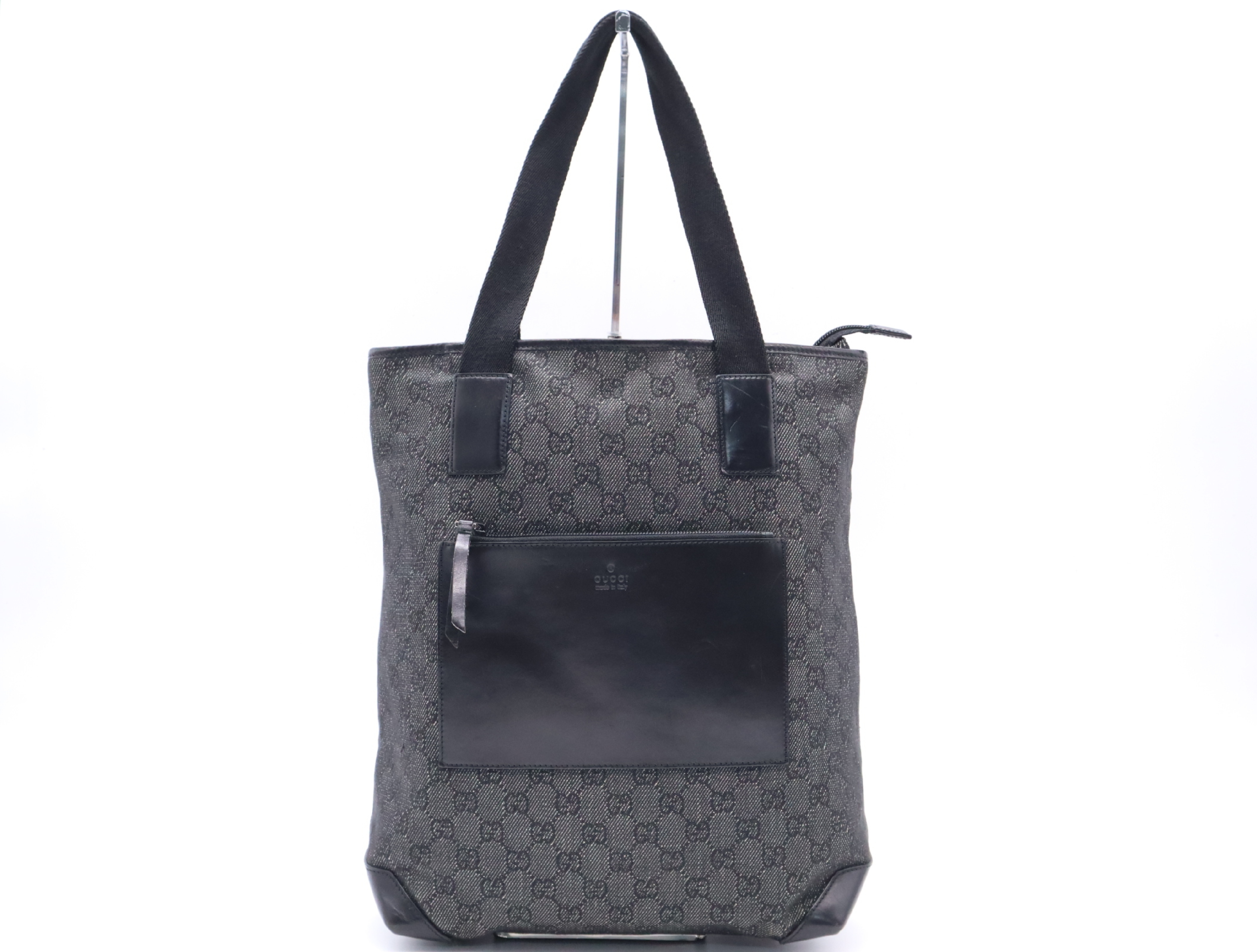 28892 Canvas Tote Bag, Black, Silver Hardware