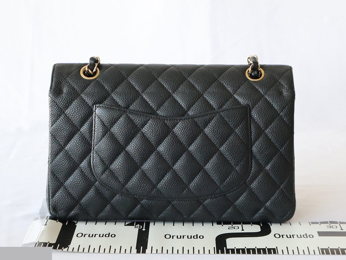 Caviar leather Matelassé 25 Double flap Double chain shoulder bag, black — view 2