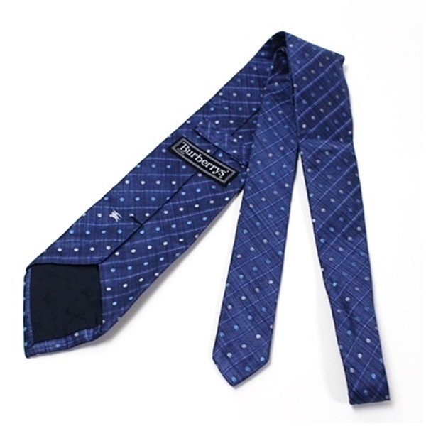 silk tie, striped and polka dot, blue — view 2