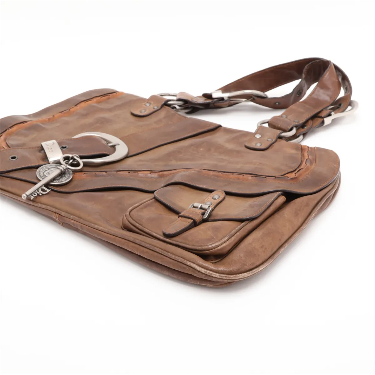 Gaucho Leather Handbag, Brown — view 3