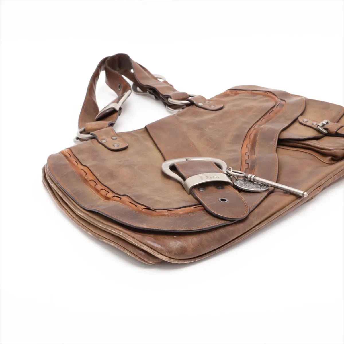 Gaucho Leather Handbag, Brown — view 4
