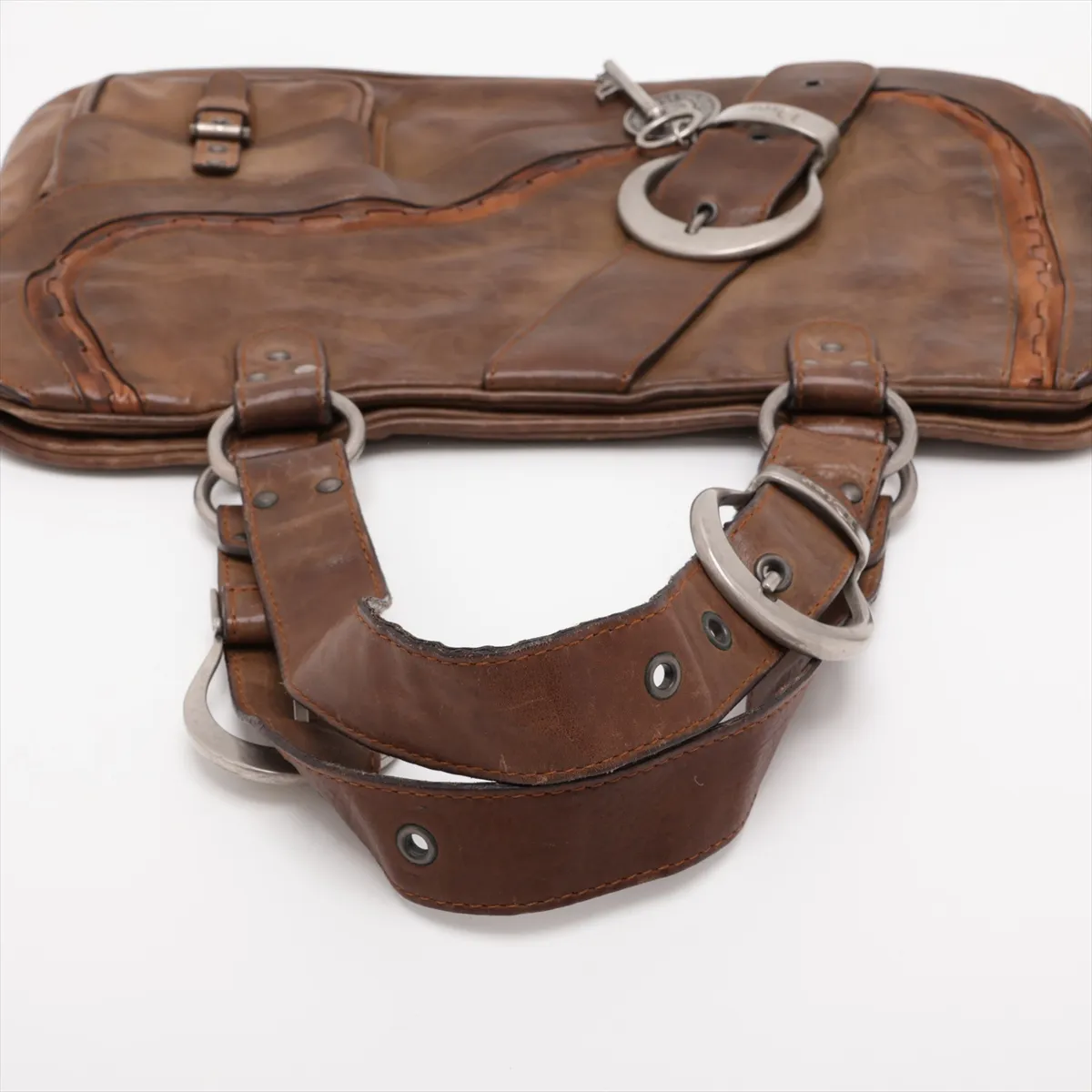 Gaucho Leather Handbag, Brown — view 5
