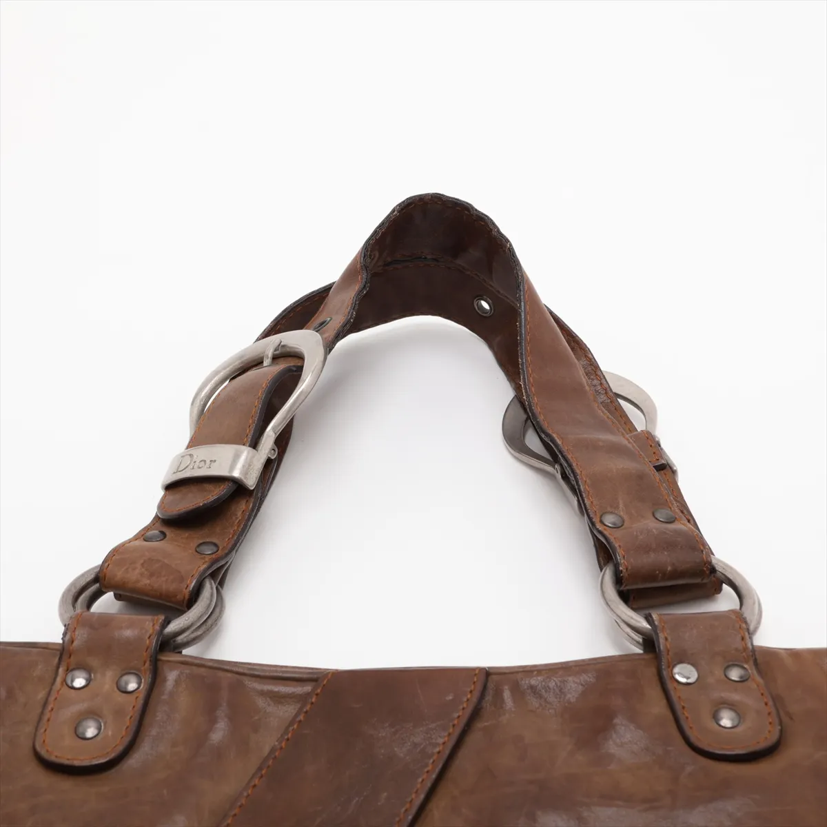 Gaucho Leather Handbag, Brown — view 6