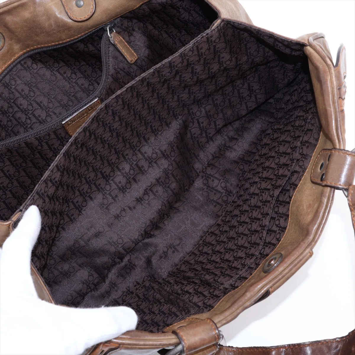 Gaucho Leather Handbag, Brown — view 7